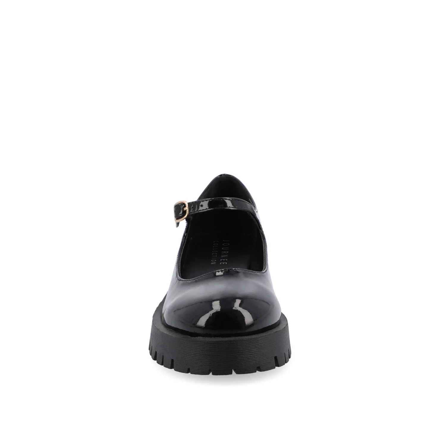 KAMIE LUG SOLE MARY JANE FLATS IN WIDE - Black Patent - Image 5