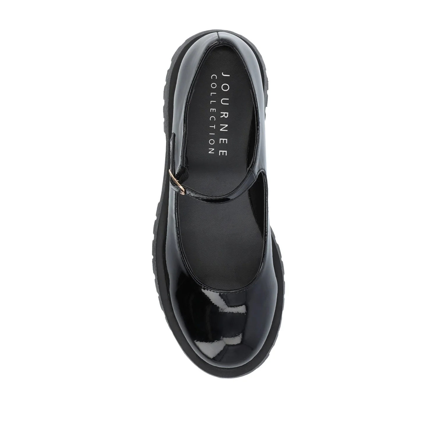 KAMIE LUG SOLE MARY JANE FLATS IN WIDE - Black Patent - Image 6