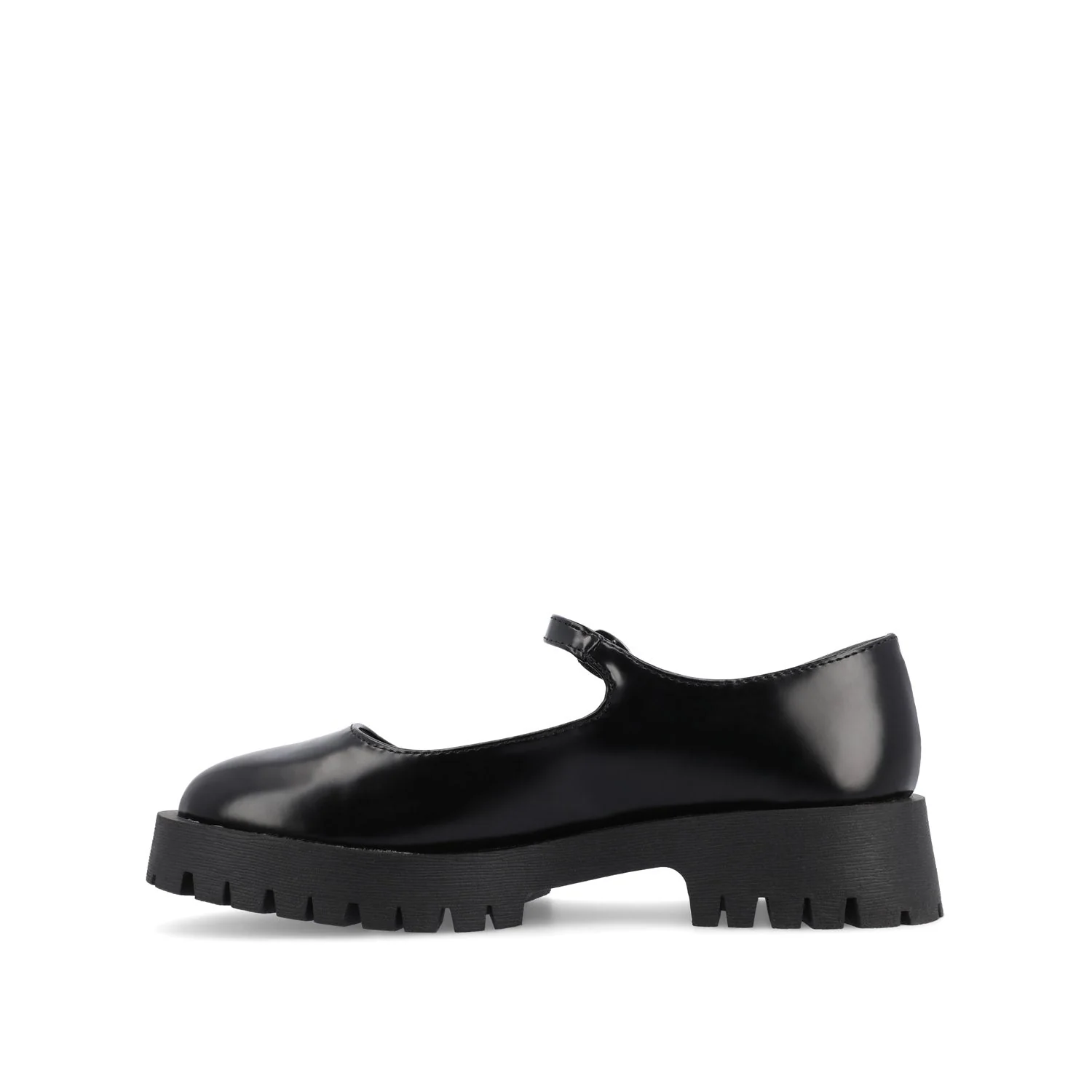 KAMIE LUG SOLE MARY JANE FLATS IN WIDE - Black PU - Image 3