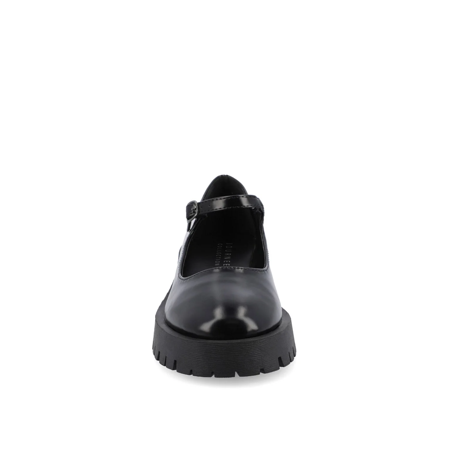 KAMIE LUG SOLE MARY JANE FLATS IN WIDE - Black PU - Image 5