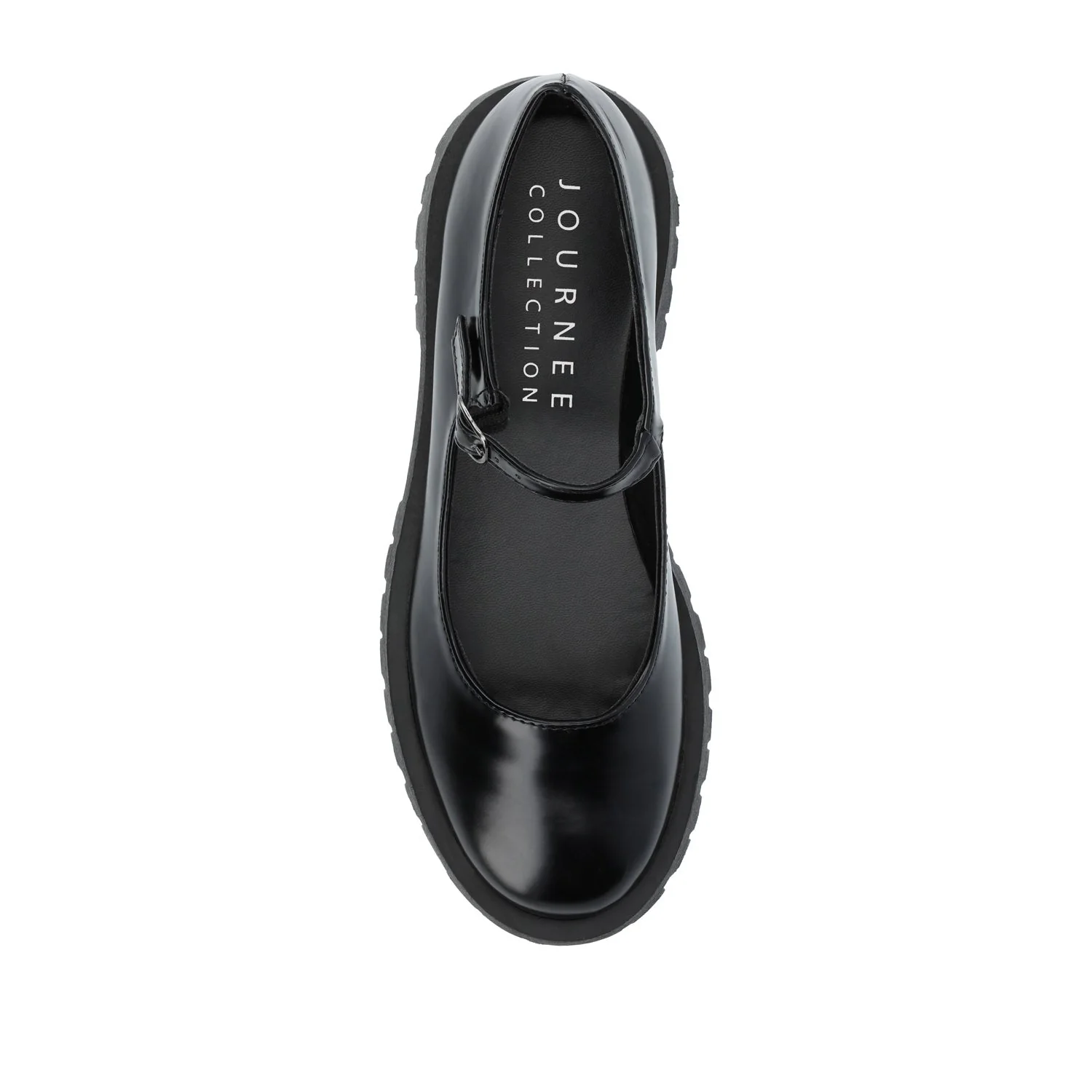 KAMIE LUG SOLE MARY JANE FLATS IN WIDE - Black PU - Image 6