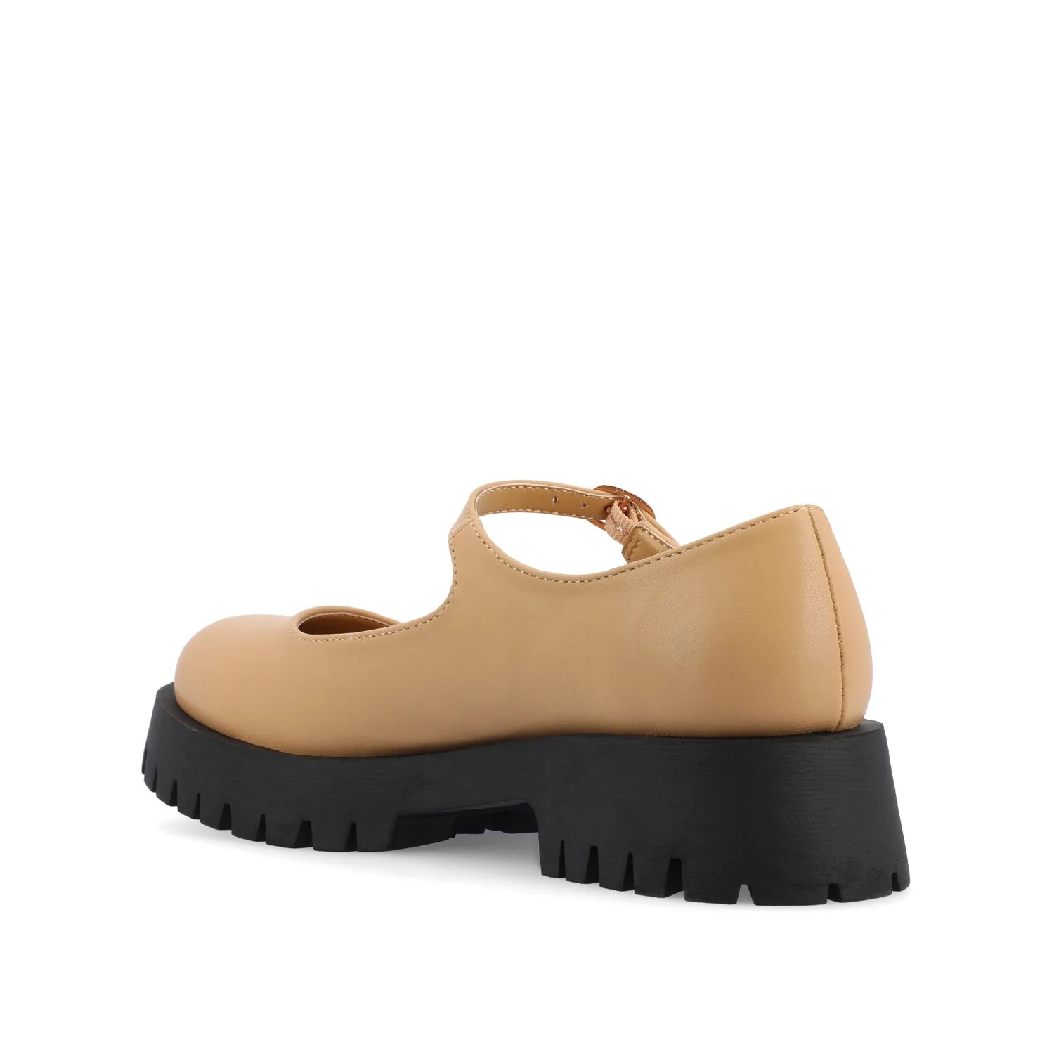 KAMIE LUG SOLE MARY JANE FLATS IN WIDE - Tan PU - Image 4