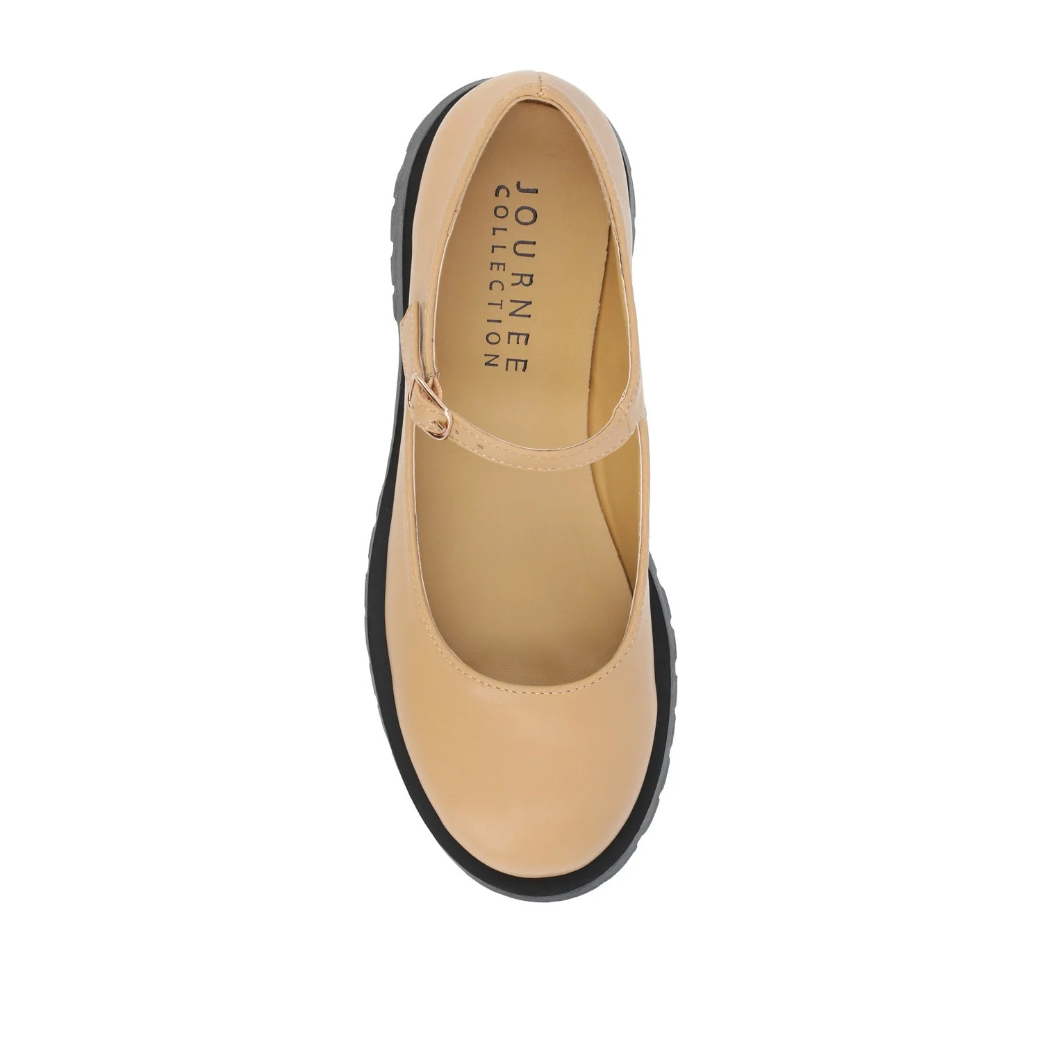 KAMIE LUG SOLE MARY JANE FLATS IN WIDE - Tan PU - Image 5