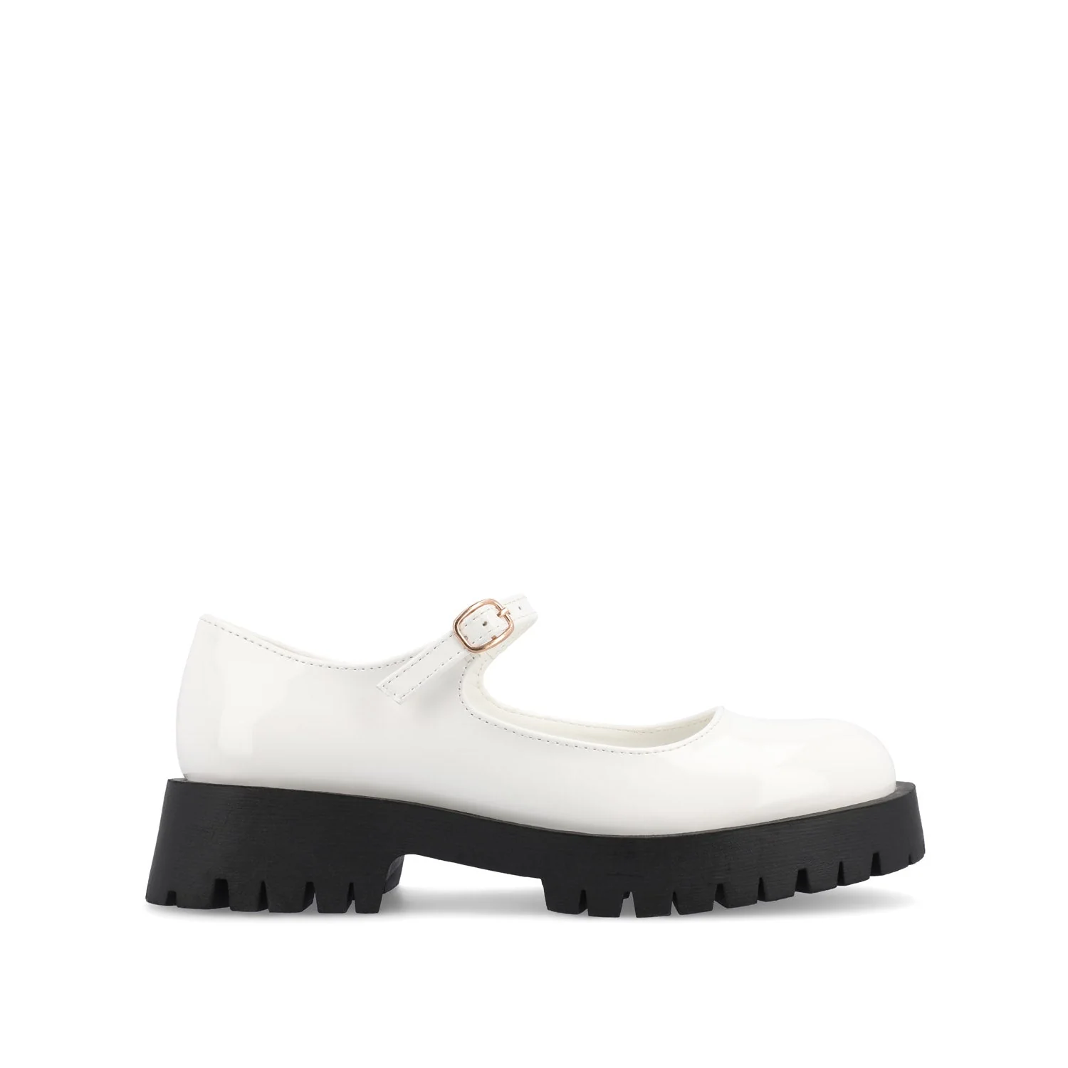 KAMIE LUG SOLE MARY JANE FLATS IN WIDE - White Patent - Image 3