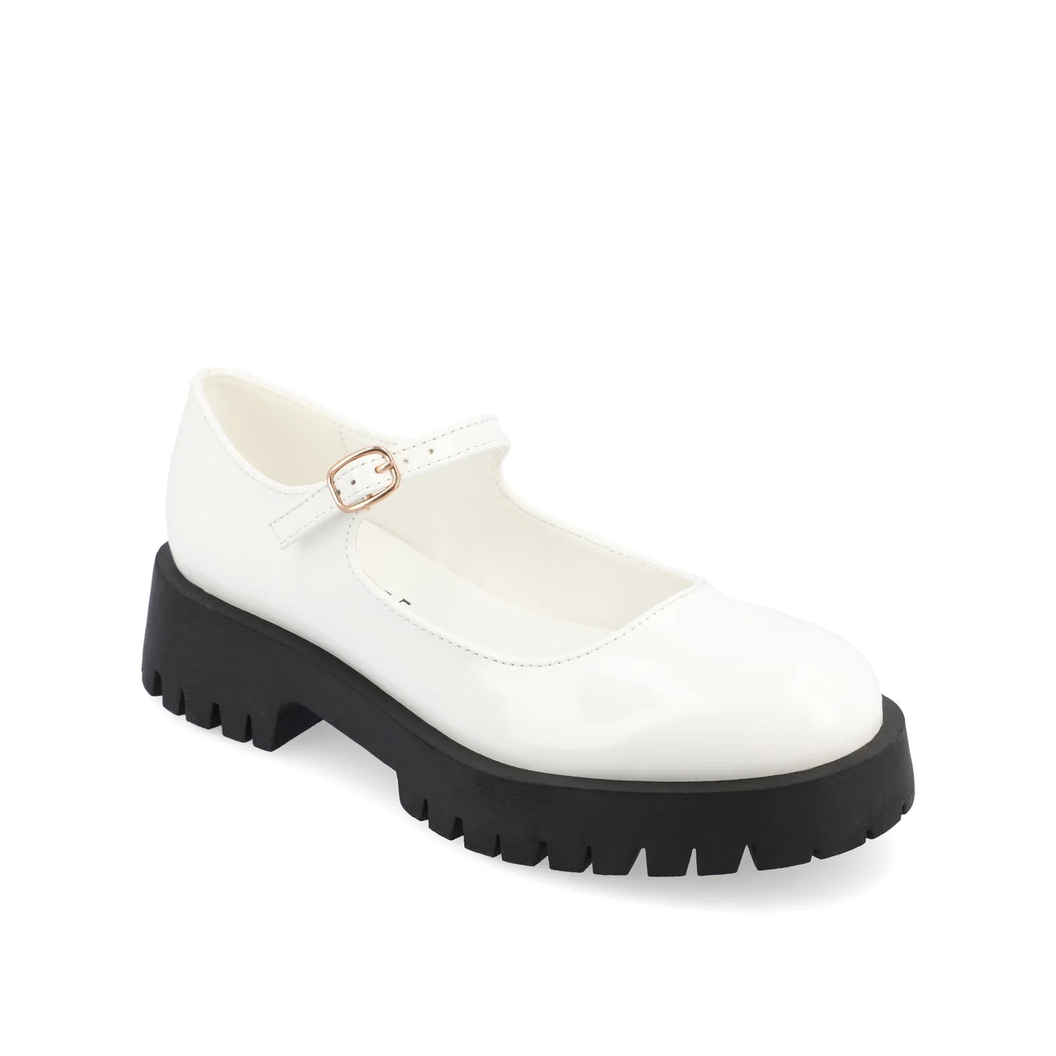 KAMIE LUG SOLE MARY JANE FLATS IN WIDE - White Patent - Image 4