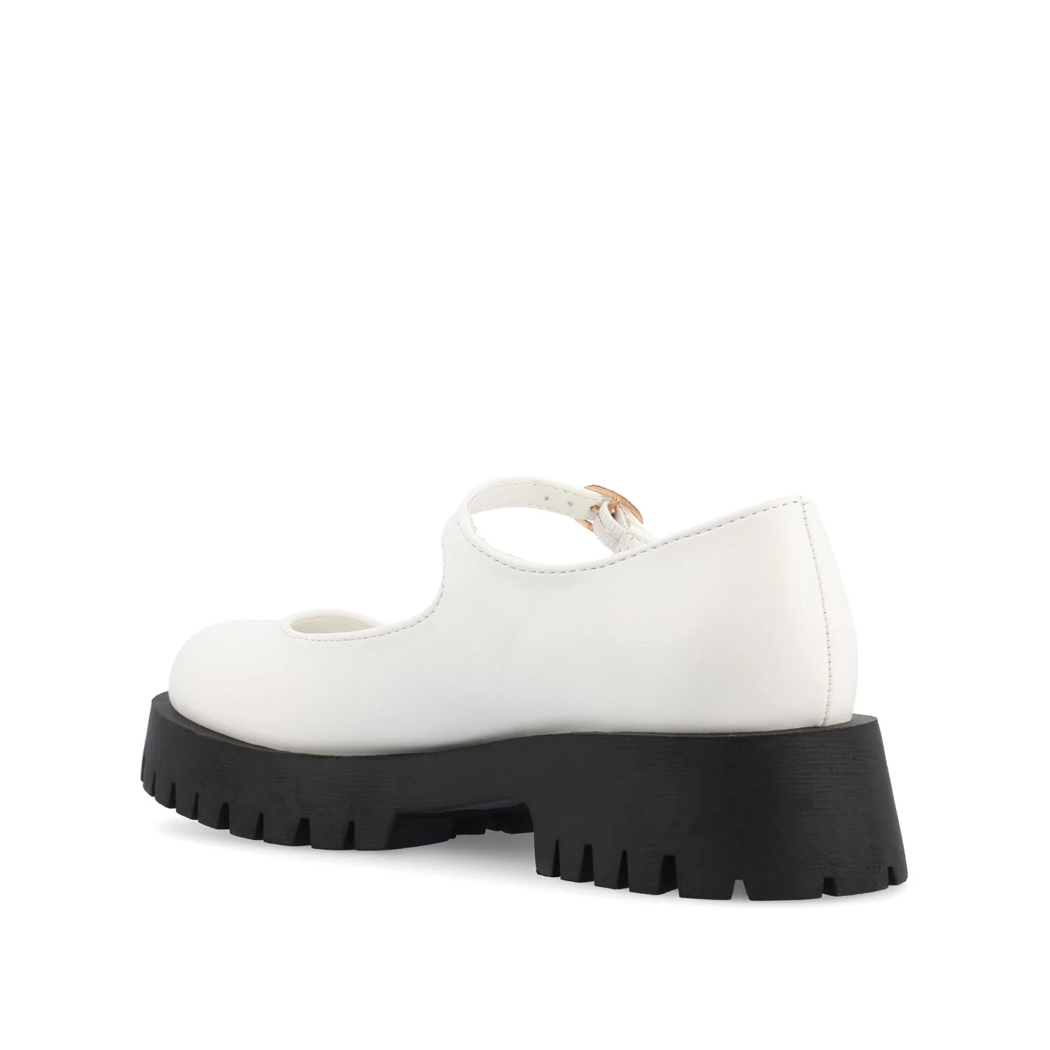 KAMIE LUG SOLE MARY JANE FLATS IN WIDE - White PU - Image 3