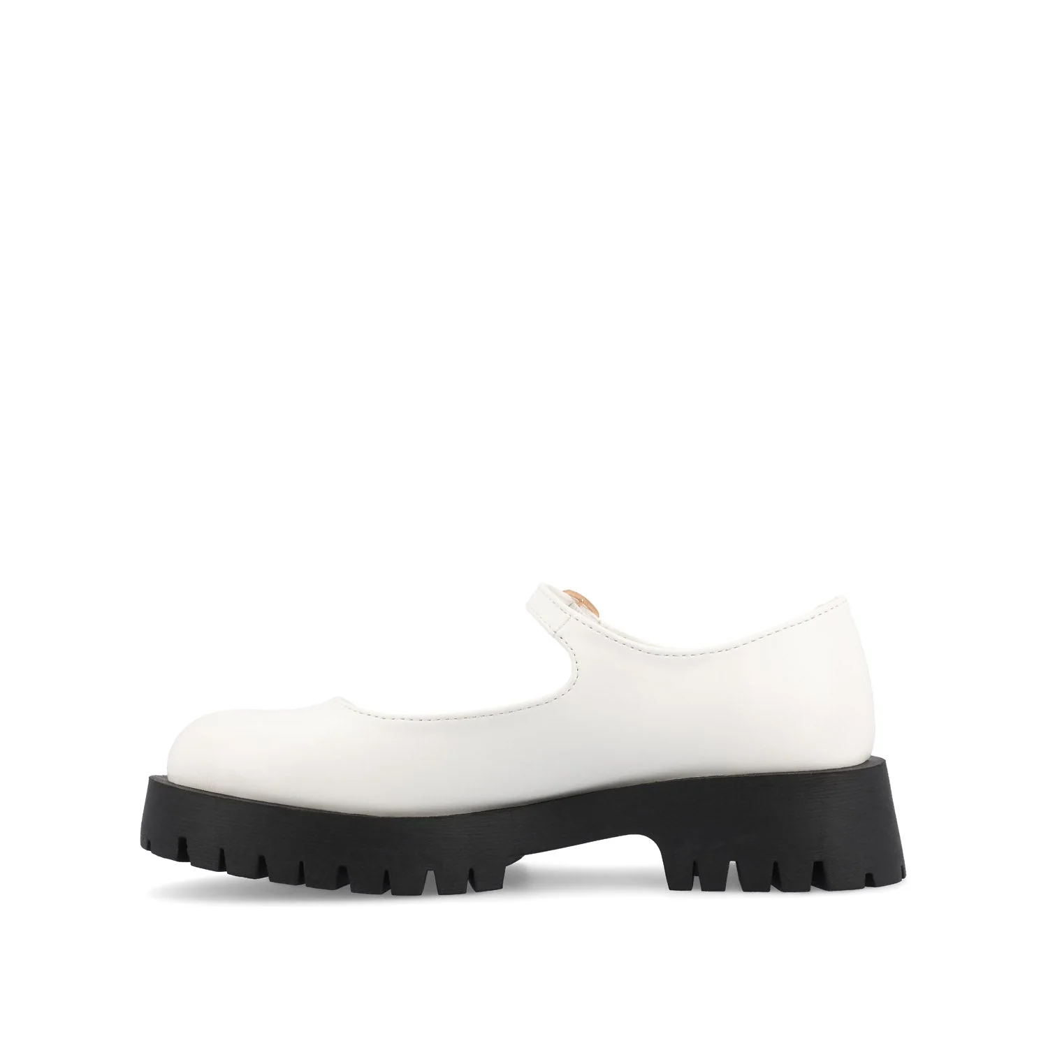 KAMIE LUG SOLE MARY JANE FLATS IN WIDE - White PU - Image 4