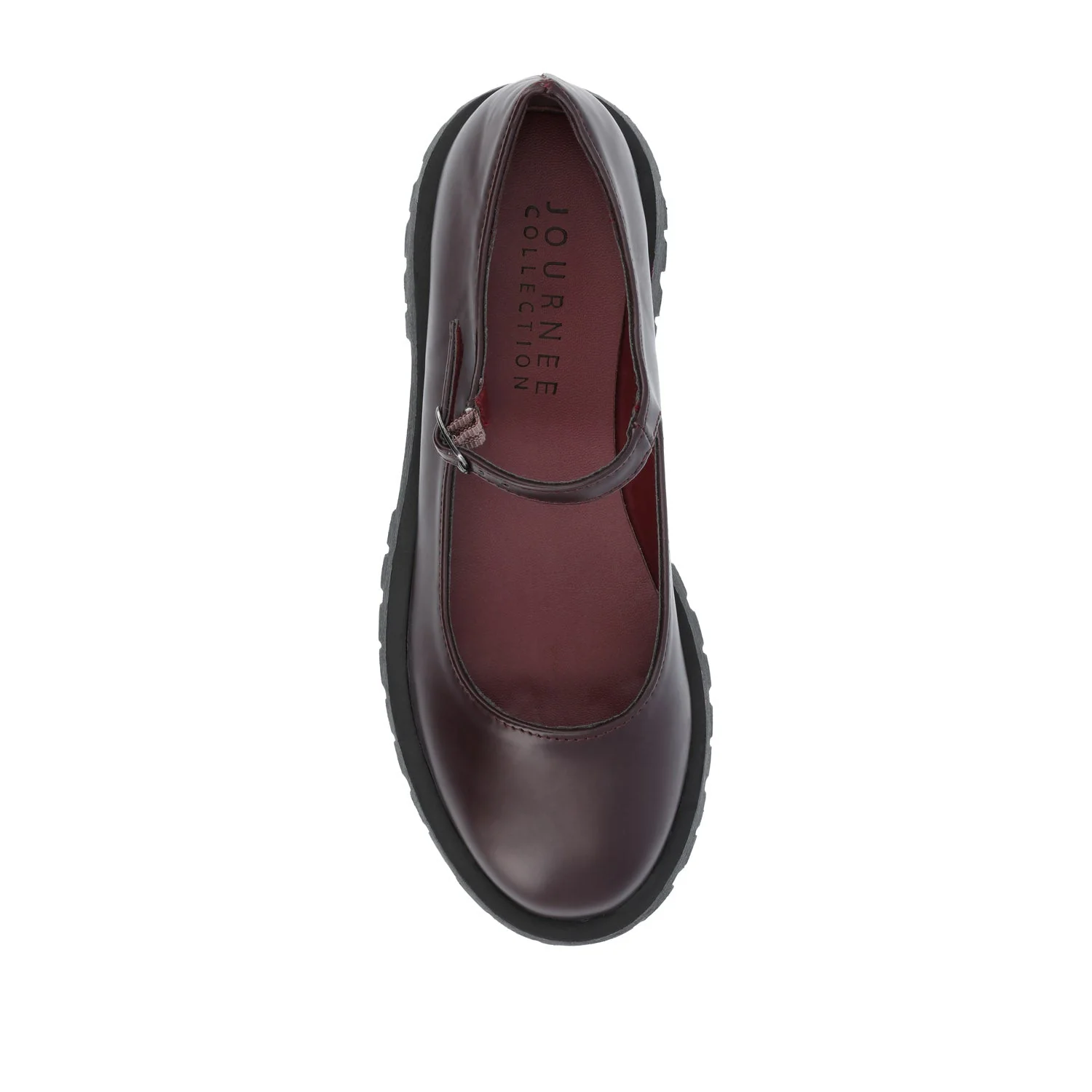 KAMIE LUG SOLE MARY JANE FLATS IN WIDE - Wine PU - Image 6