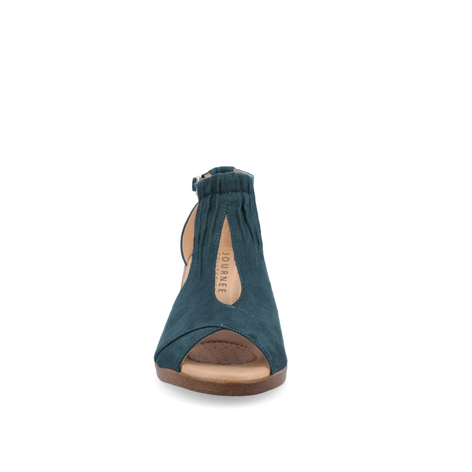 KEDZIE WEDGE HEELED SANDALS IN FAUX SUEDE - Blue Faux Suede - Image 6