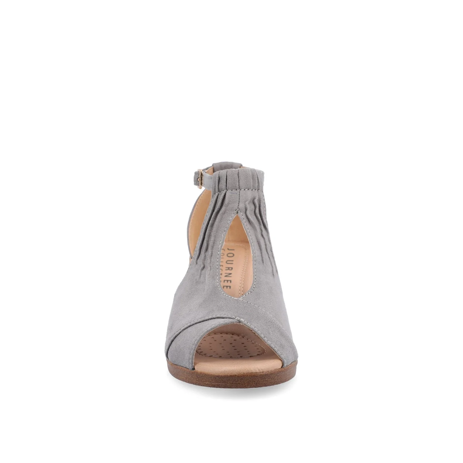 KEDZIE WEDGE HEELED SANDALS IN FAUX SUEDE - Grey Faux Suede - Image 5