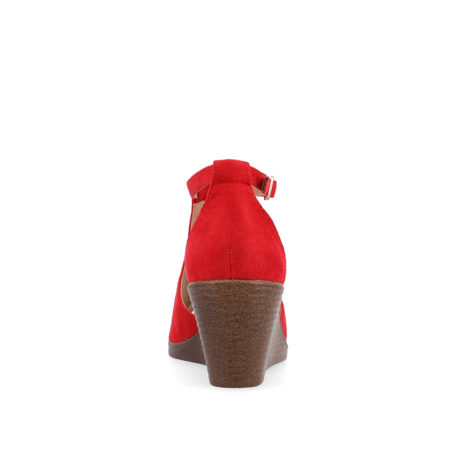KEDZIE WEDGE HEELED SANDALS IN FAUX SUEDE - Red Faux Suede - Image 7