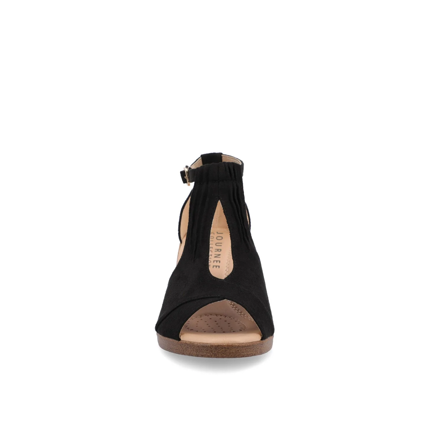 KEDZIE WEDGE HEELED SANDALS IN WIDE - Black Faux Suede - Image 6