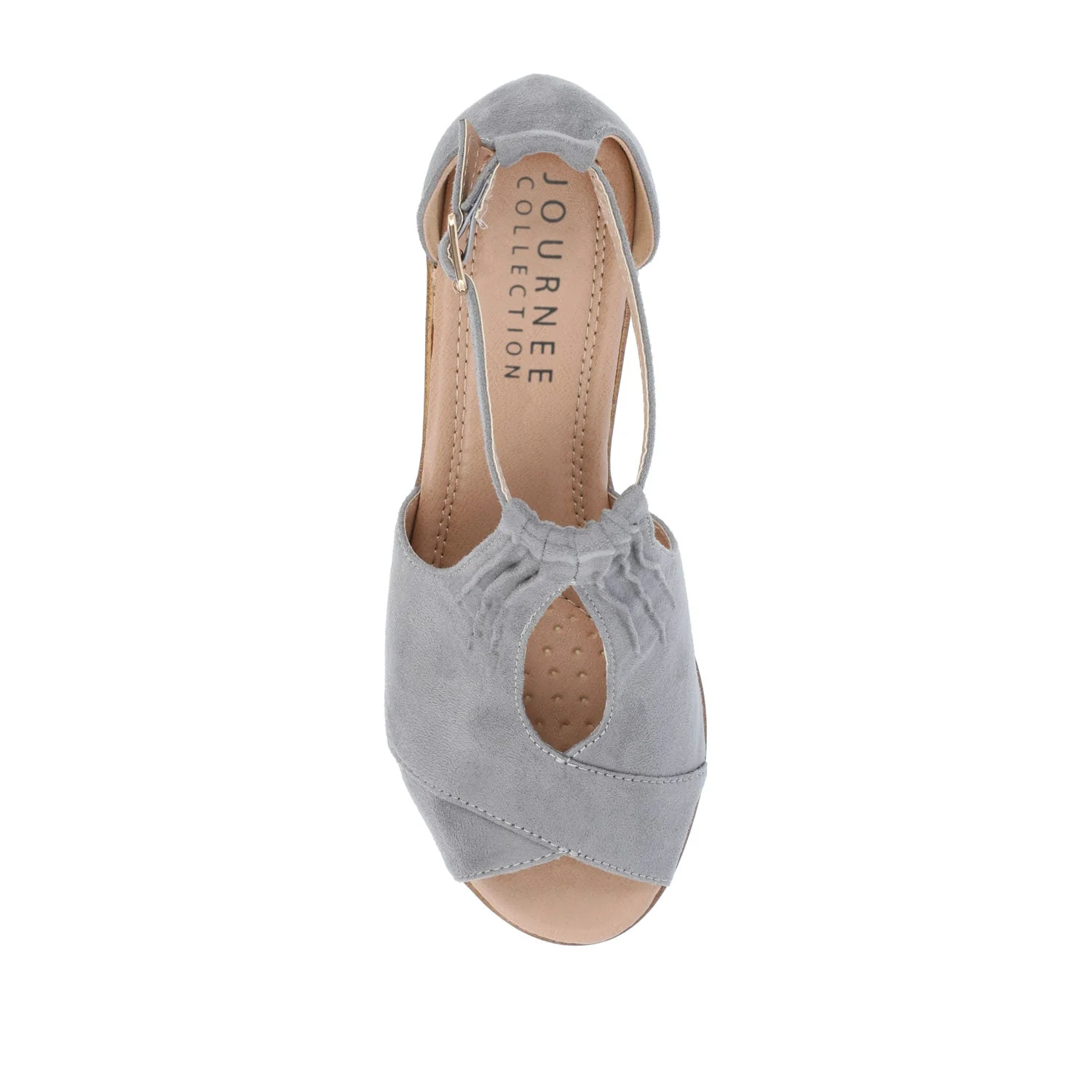 KEDZIE WEDGE HEELED SANDALS IN WIDE - Grey Faux Suede - Image 6