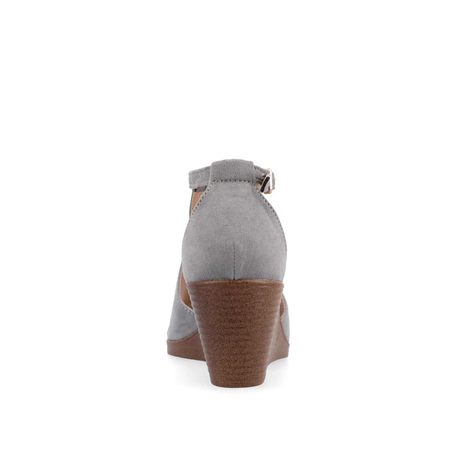 KEDZIE WEDGE HEELED SANDALS IN WIDE - Grey Faux Suede - Image 7