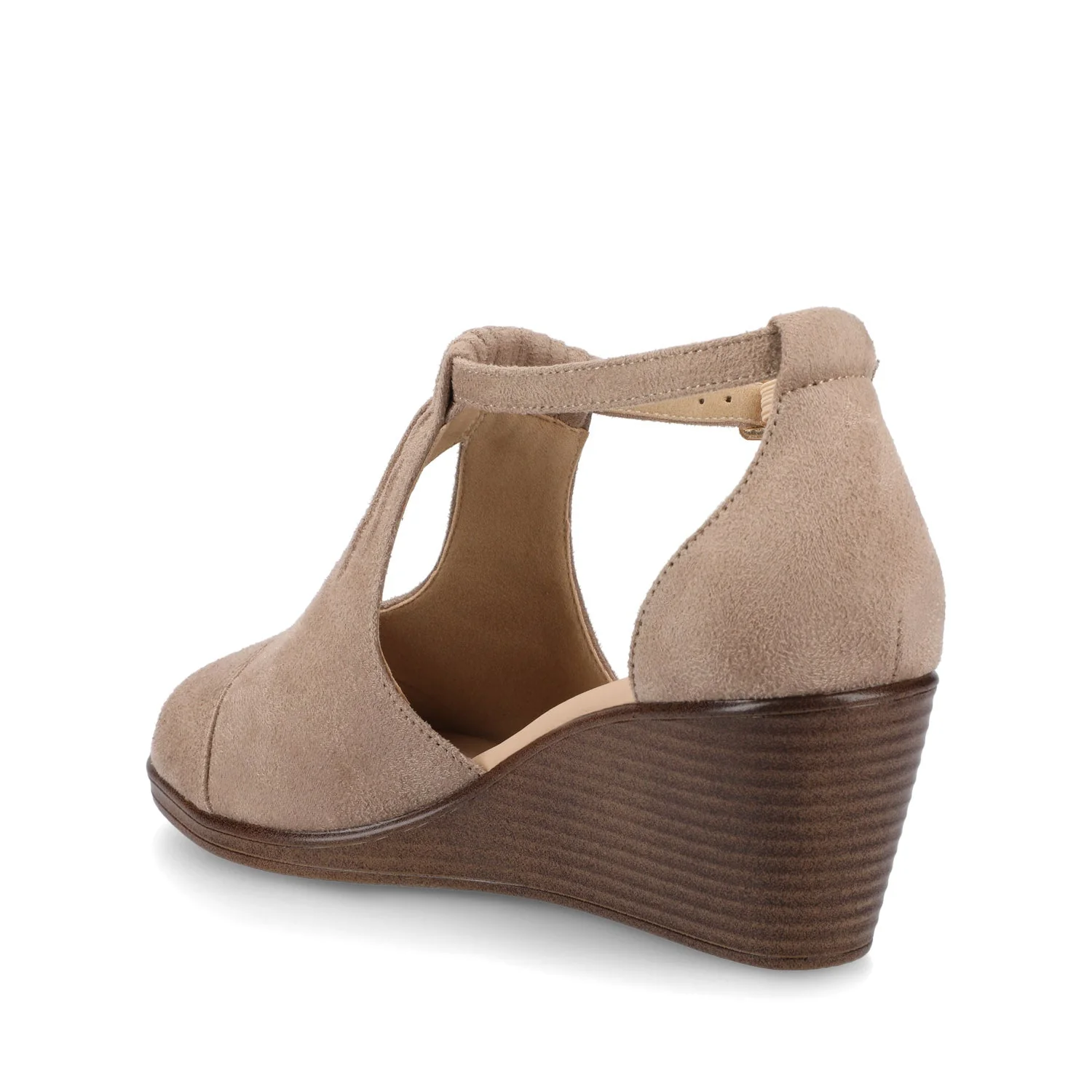KEDZIE WEDGE HEELED SANDALS IN WIDE - Taupe Suede - Image 3