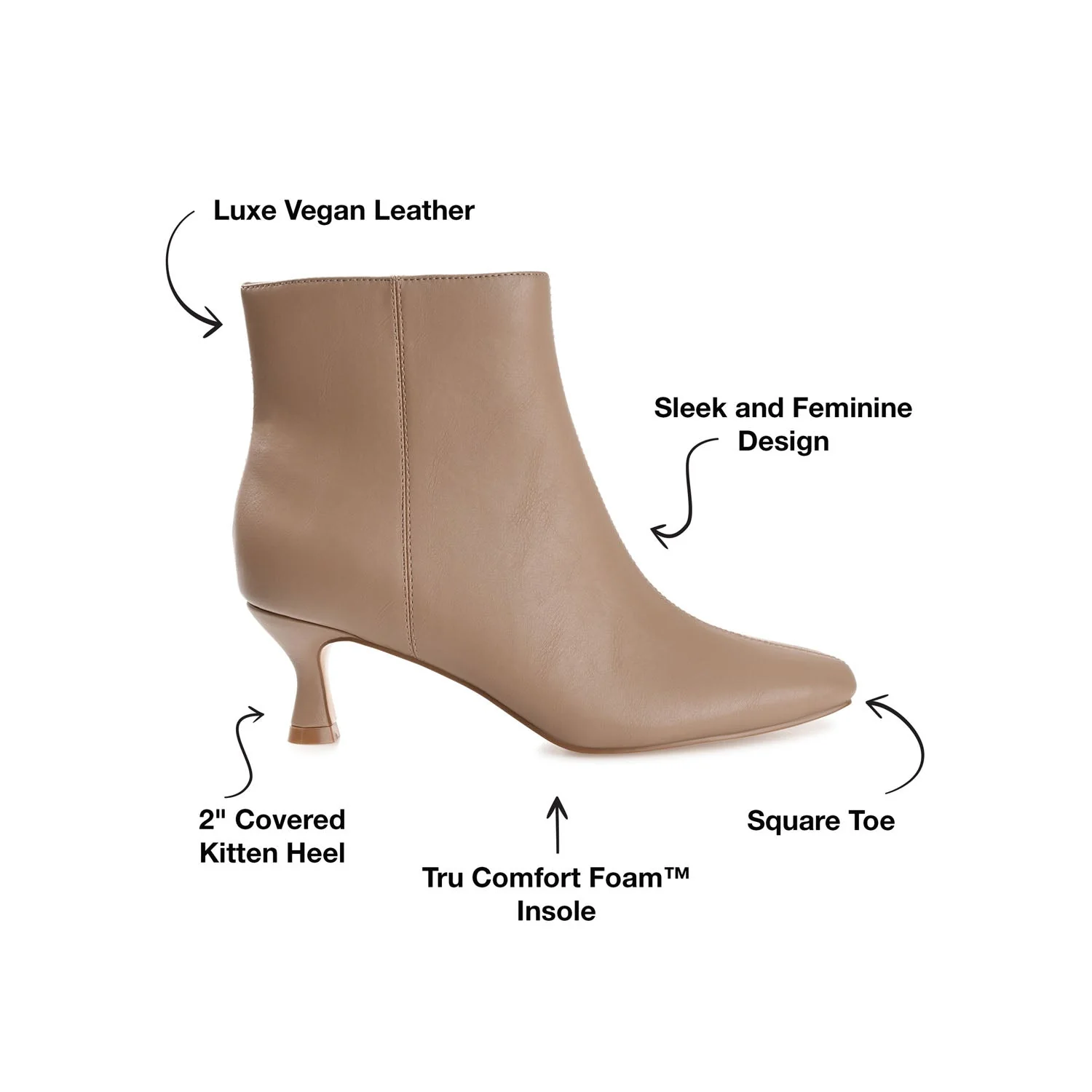 KELSSA POINTED TOE BOOTIES IN VEGAN LEATHER - Blush - Image 5