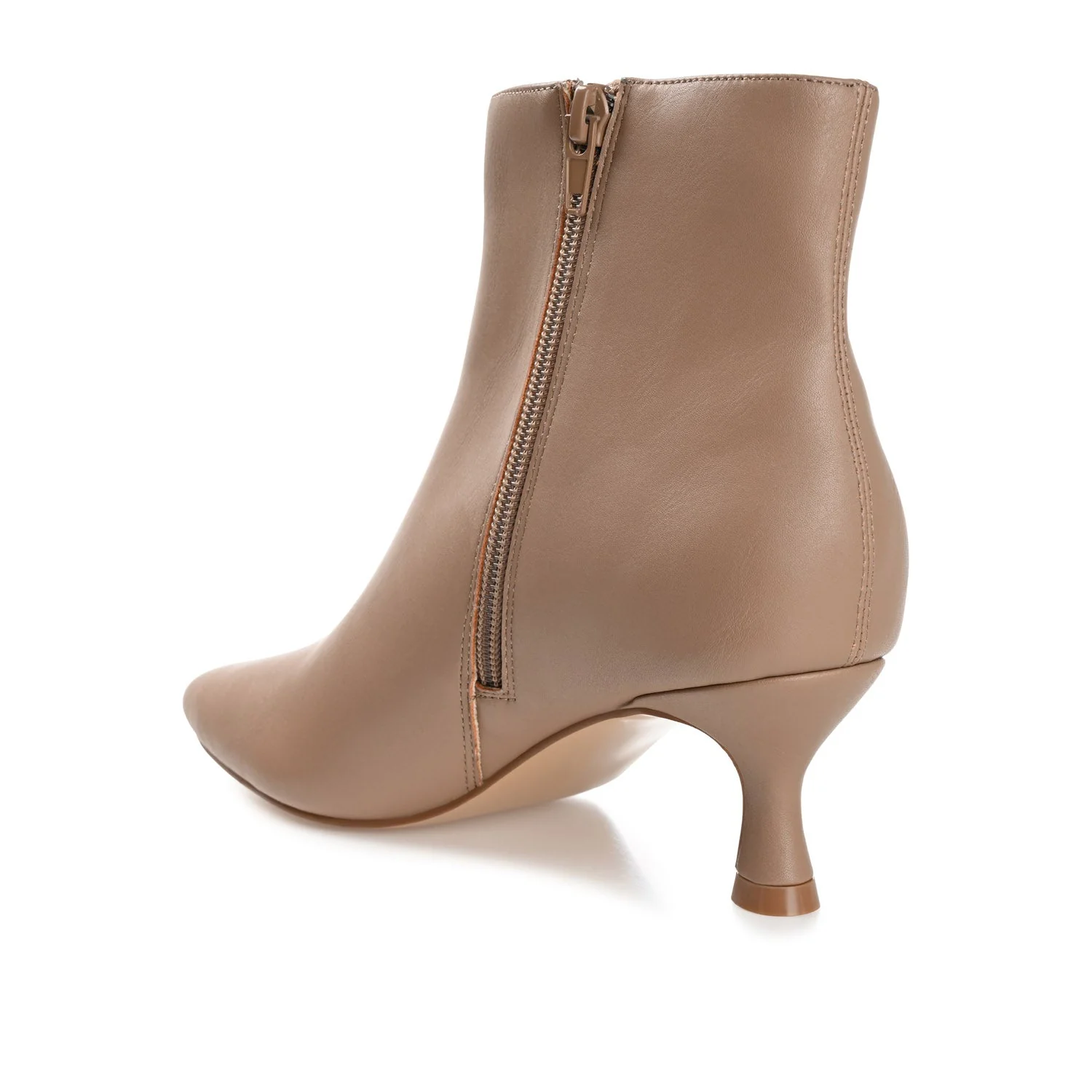 KELSSA POINTED TOE BOOTIES IN VEGAN LEATHER - Taupe - Image 4
