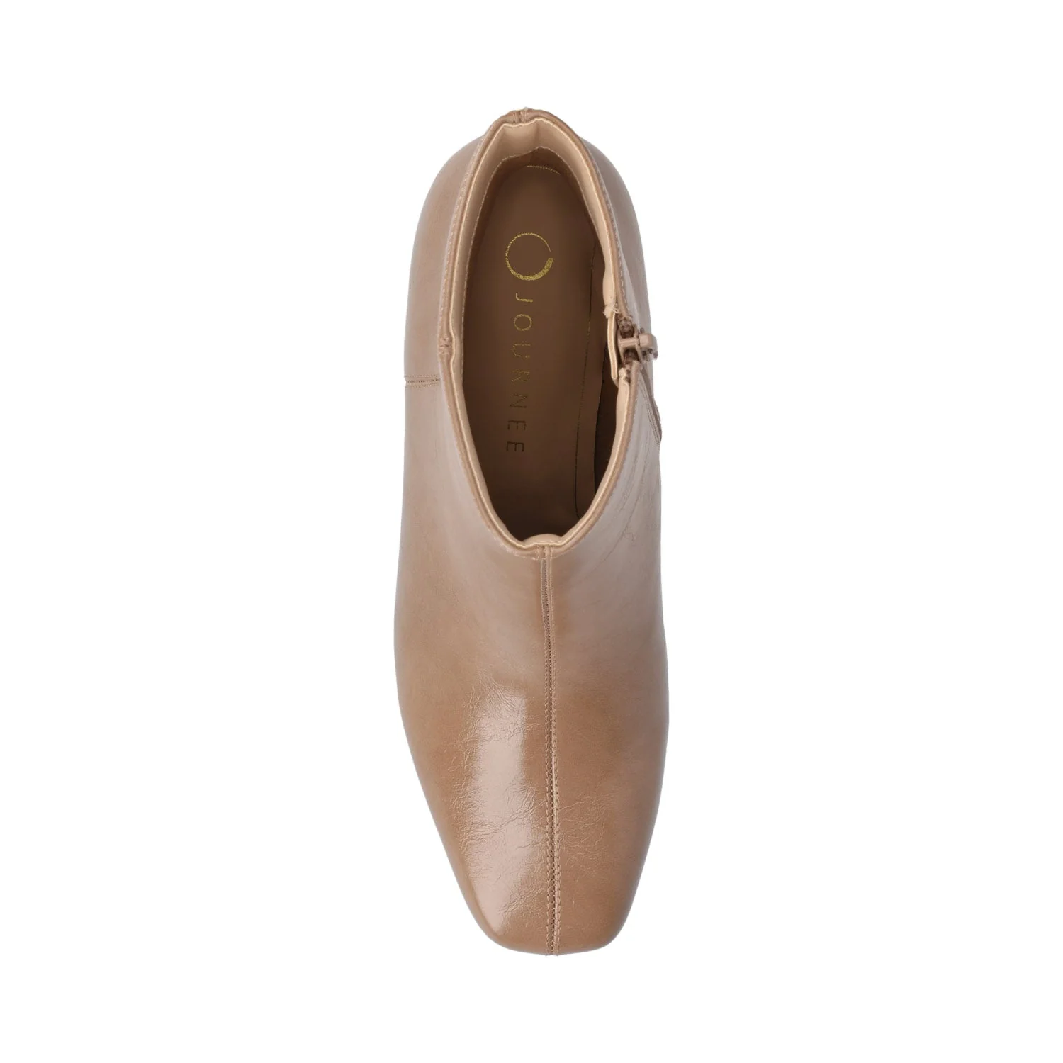 KELSSA POINTED TOE BOOTIES IN VEGAN LEATHER - Taupe Patent - Image 4