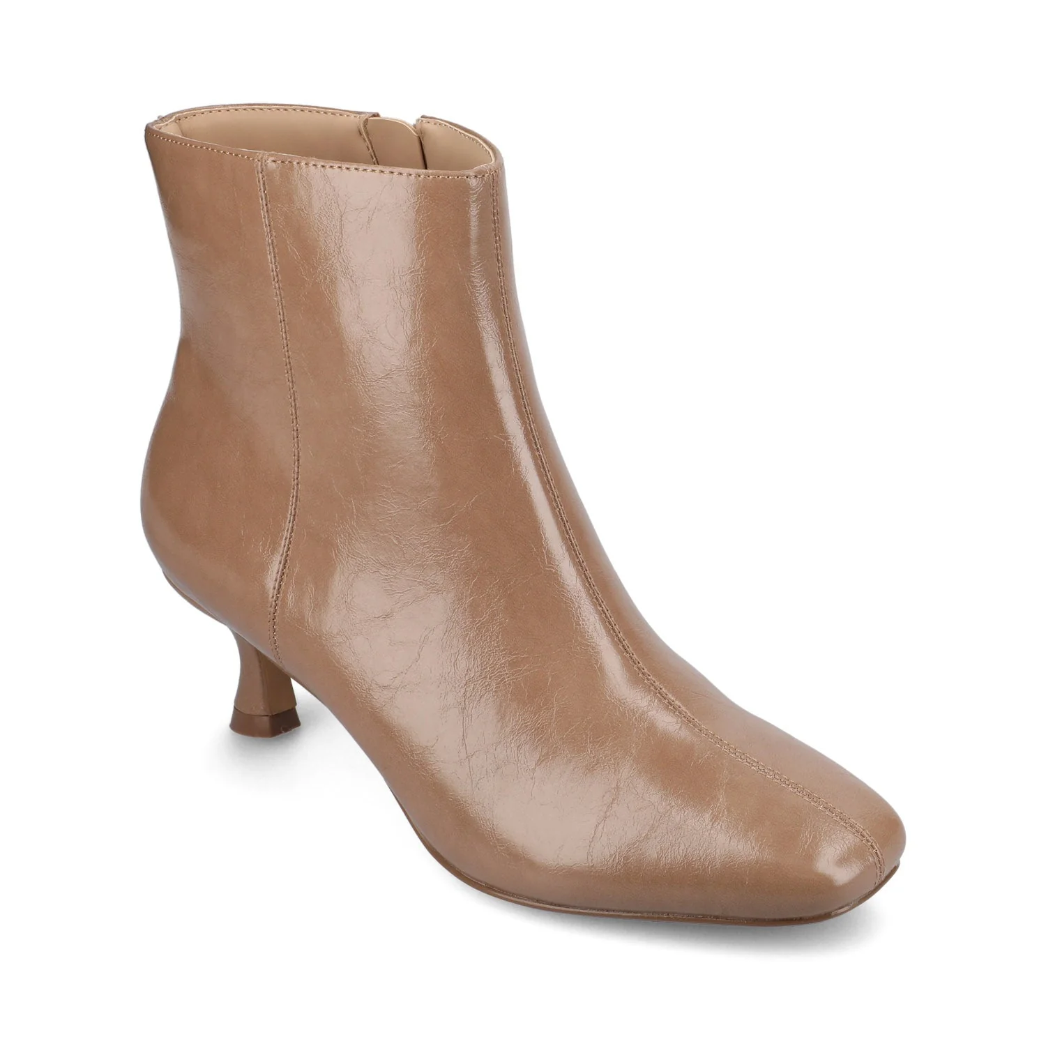 KELSSA POINTED TOE BOOTIES IN WIDE - Taupe Patent - Image 2