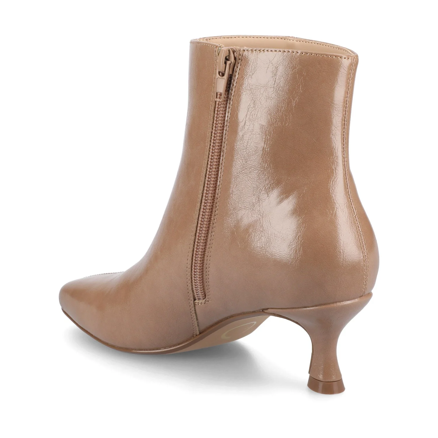 KELSSA POINTED TOE BOOTIES IN WIDE - Taupe Patent - Image 3