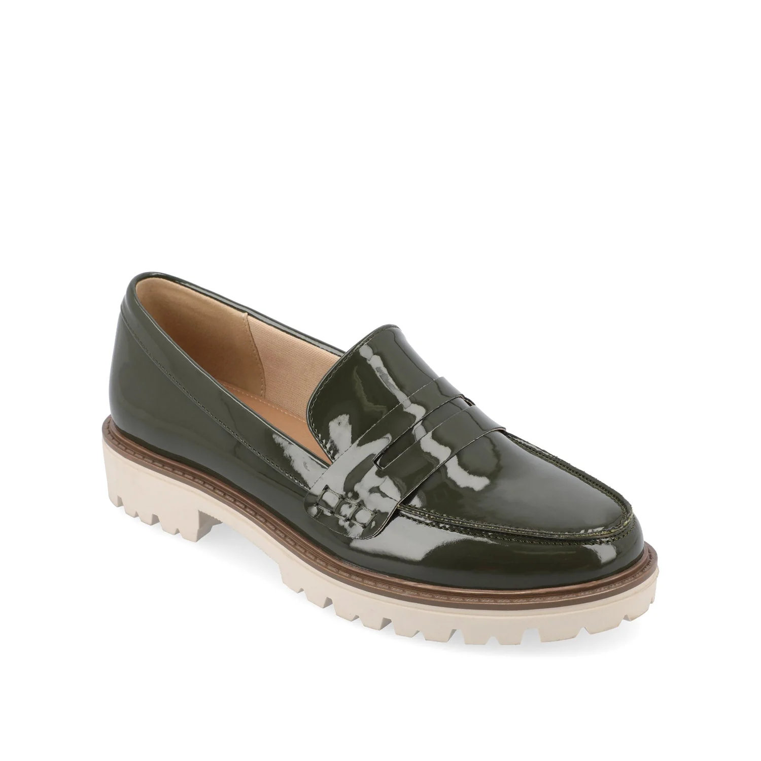 KENLY LOAFER FLATS IN VEGAN LEATHER - Green Patent - Image 3