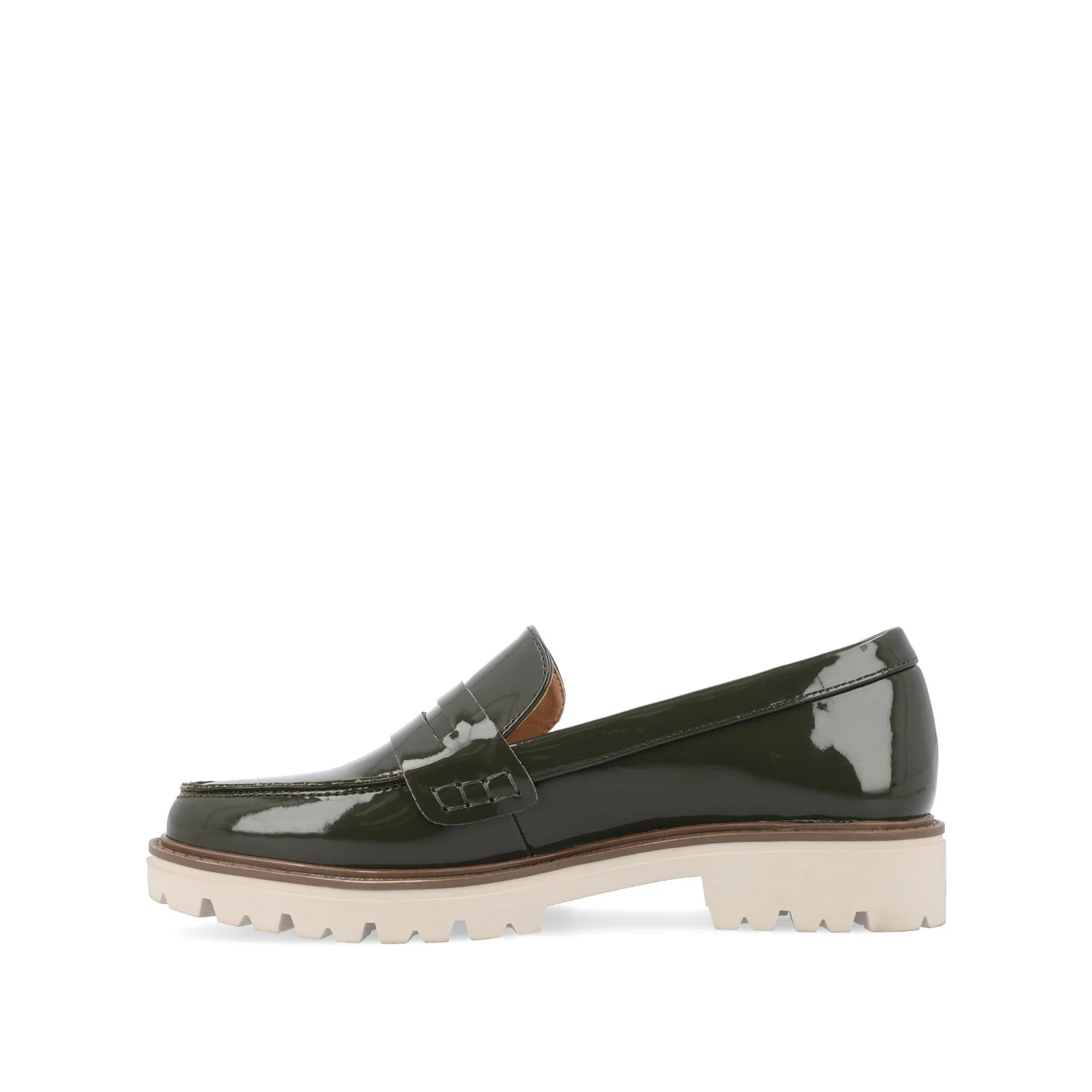 KENLY LOAFER FLATS IN VEGAN LEATHER - Green Patent - Image 4