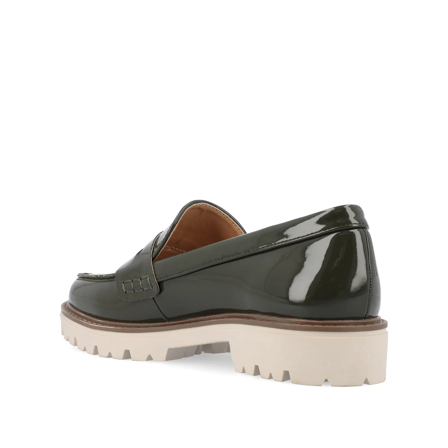 KENLY LOAFER FLATS IN VEGAN LEATHER - Green Patent - Image 5