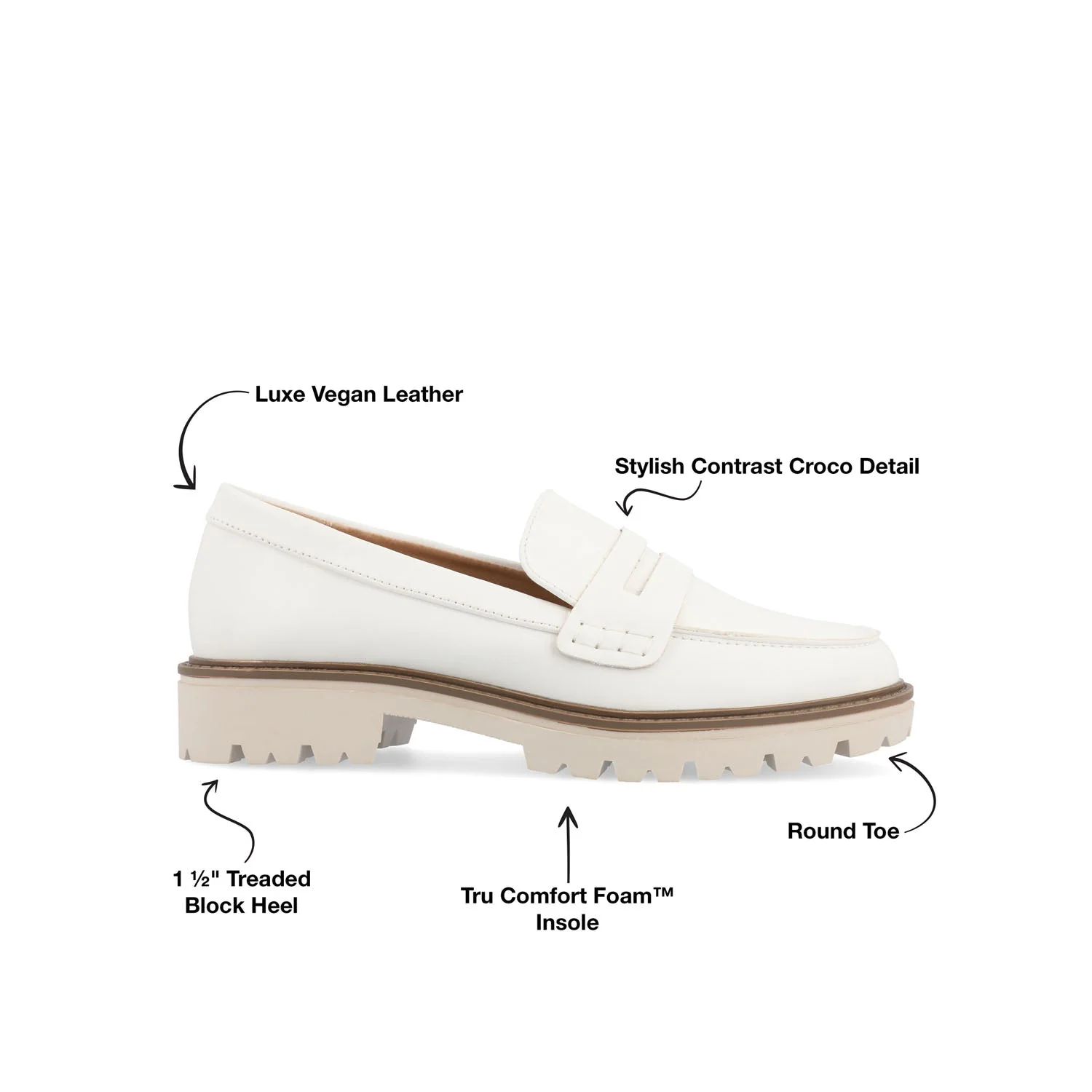 KENLY LOAFER FLATS IN VEGAN LEATHER - White PU - Image 9