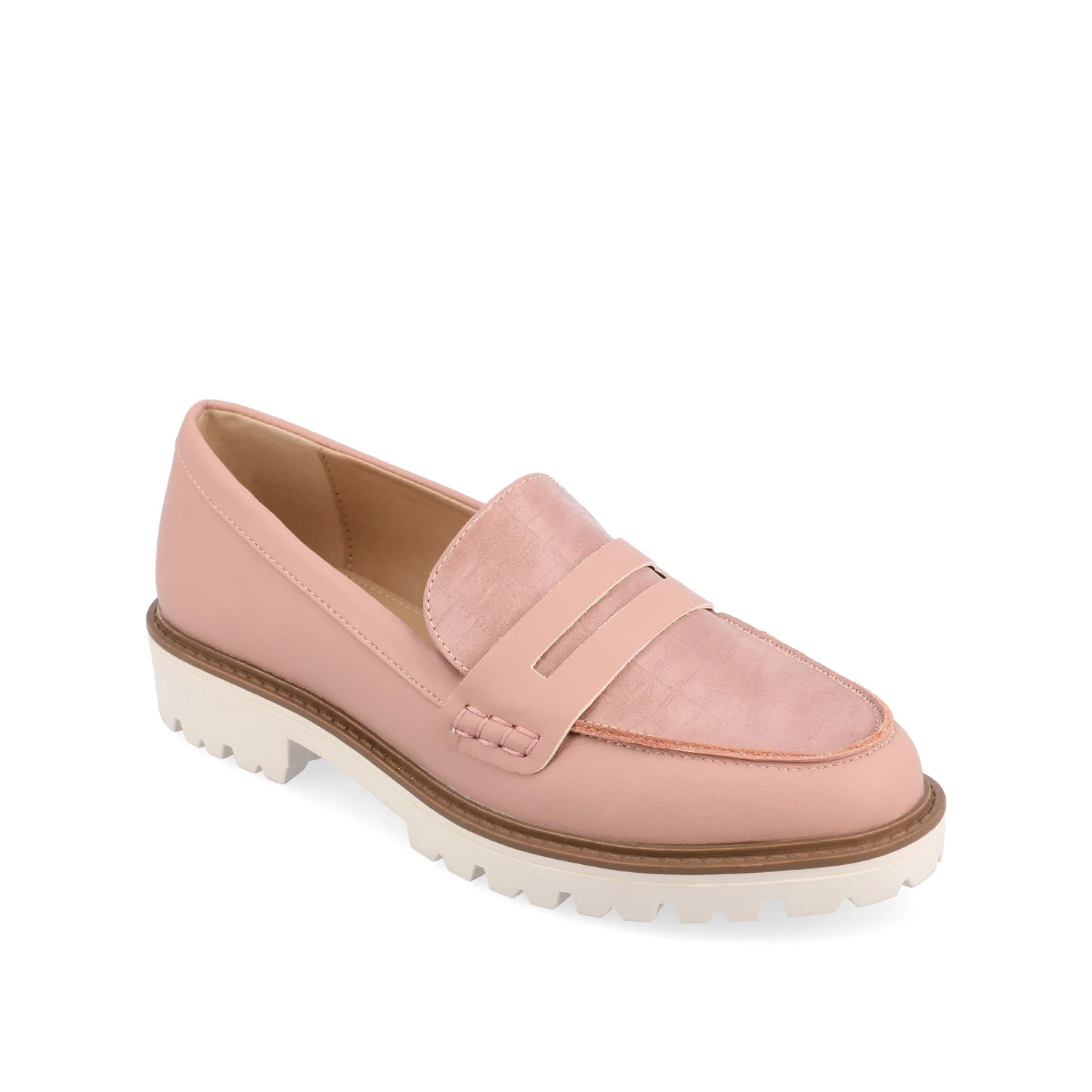 KENLY VEGAN LEATHER LOAFER FLATS IN WIDE - Blush PU - Image 3