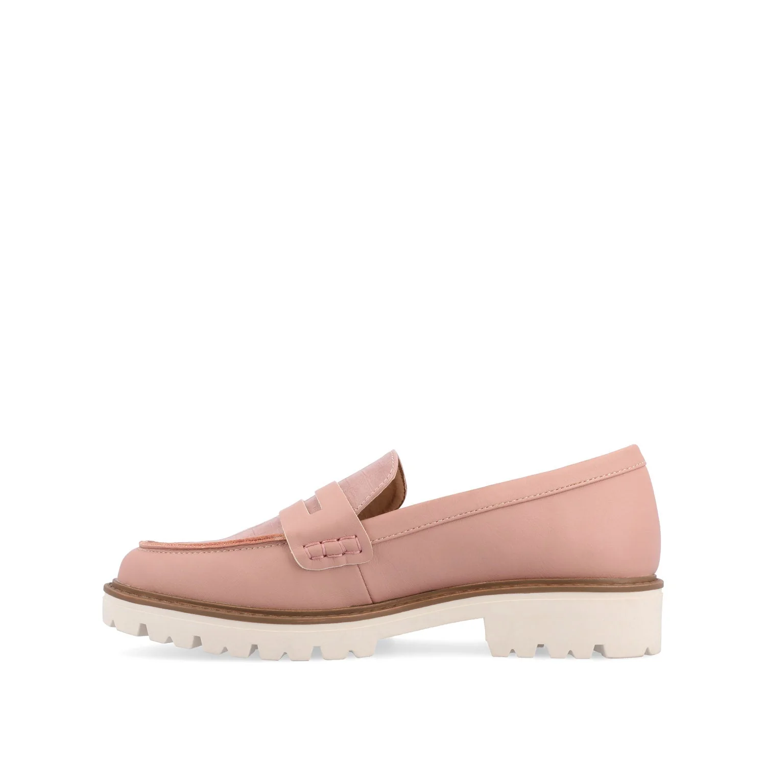 KENLY VEGAN LEATHER LOAFER FLATS IN WIDE - Blush PU - Image 4