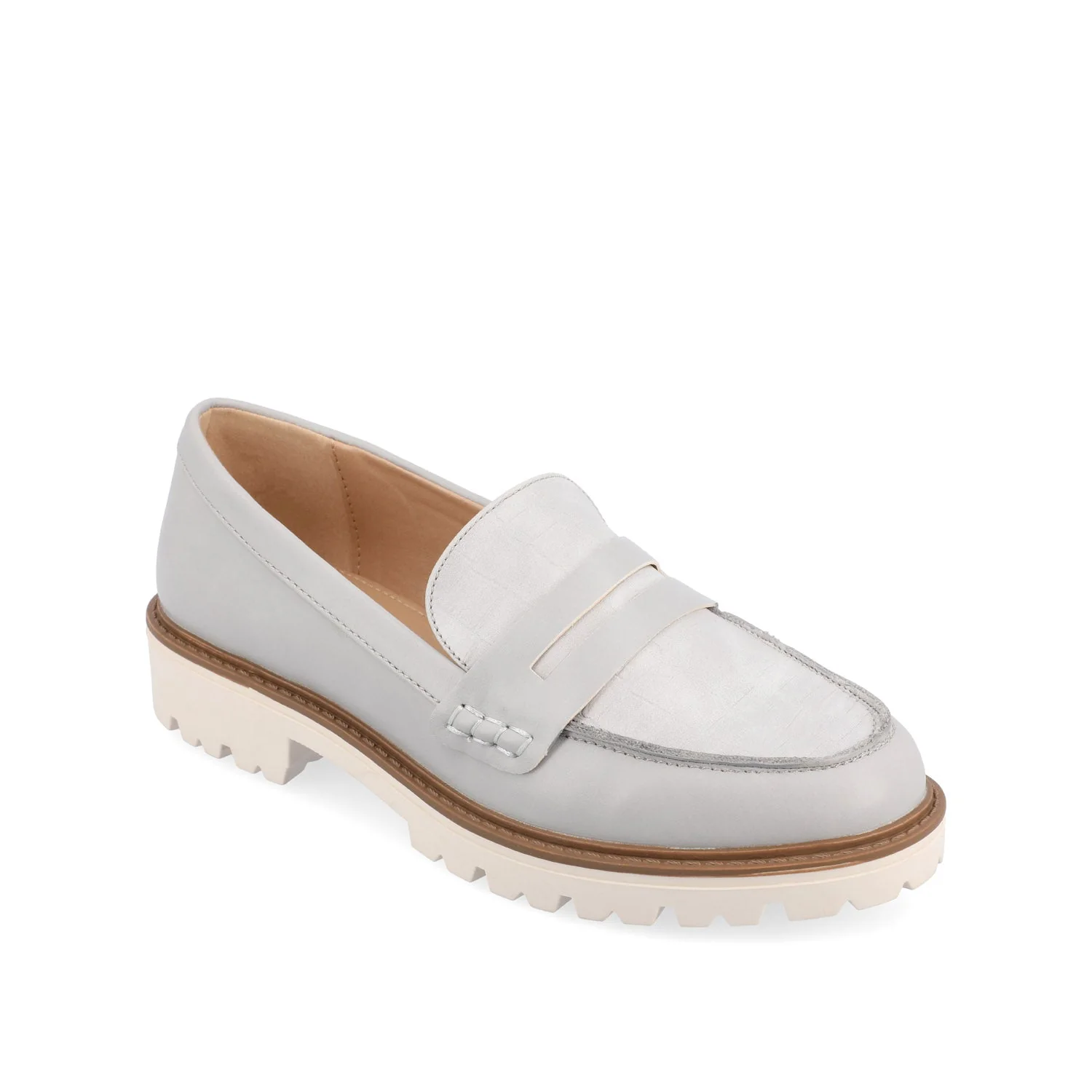KENLY VEGAN LEATHER LOAFER FLATS IN WIDE - Grey PU - Image 2