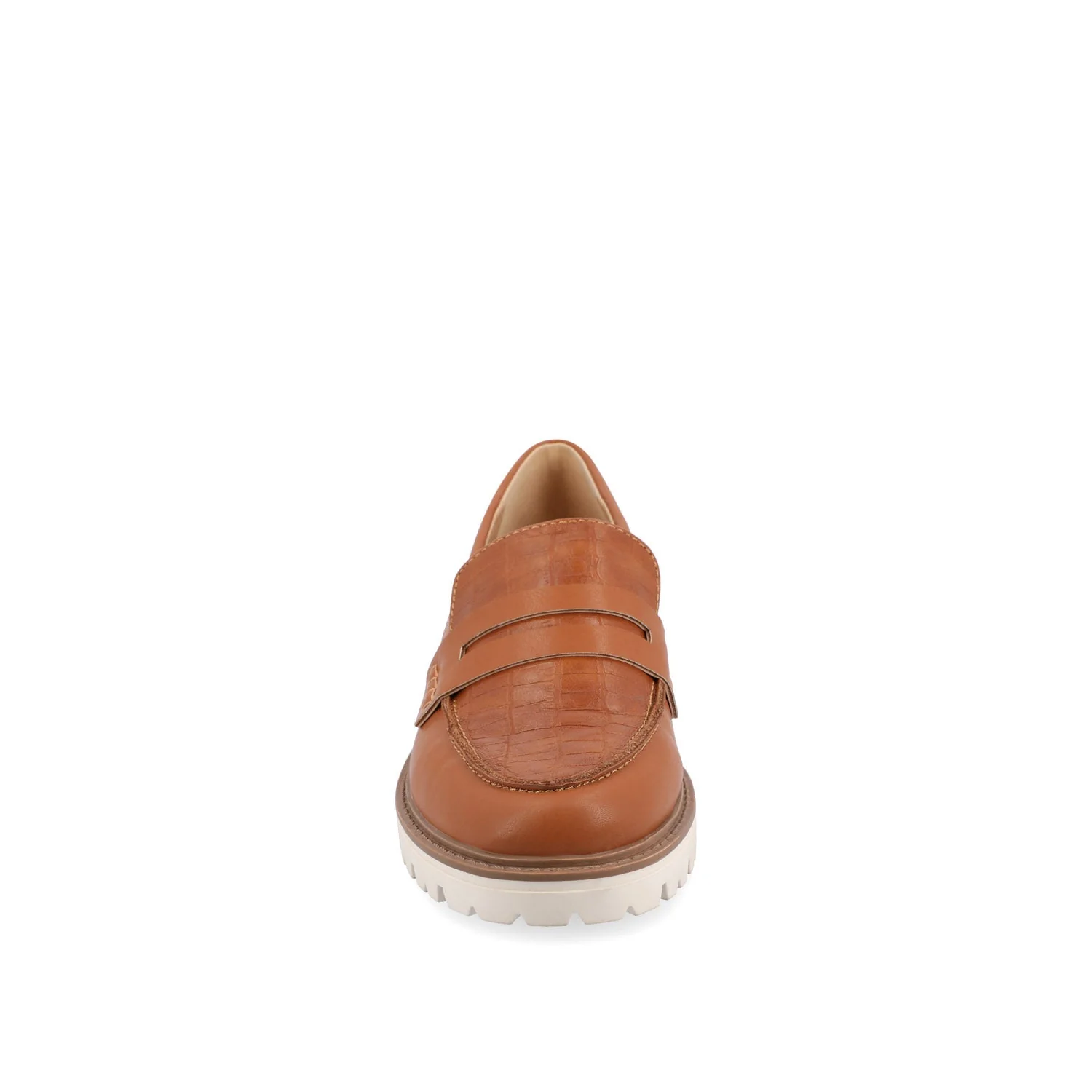 KENLY VEGAN LEATHER LOAFER FLATS IN WIDE - Tan PU - Image 5