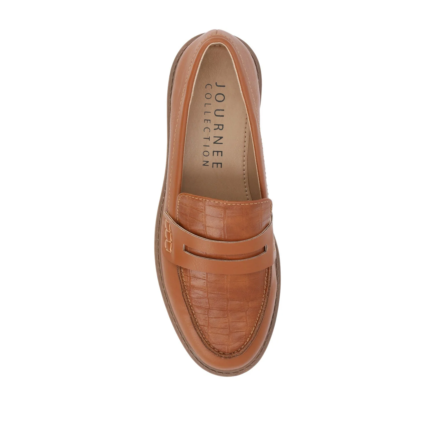KENLY VEGAN LEATHER LOAFER FLATS IN WIDE - Tan PU - Image 6