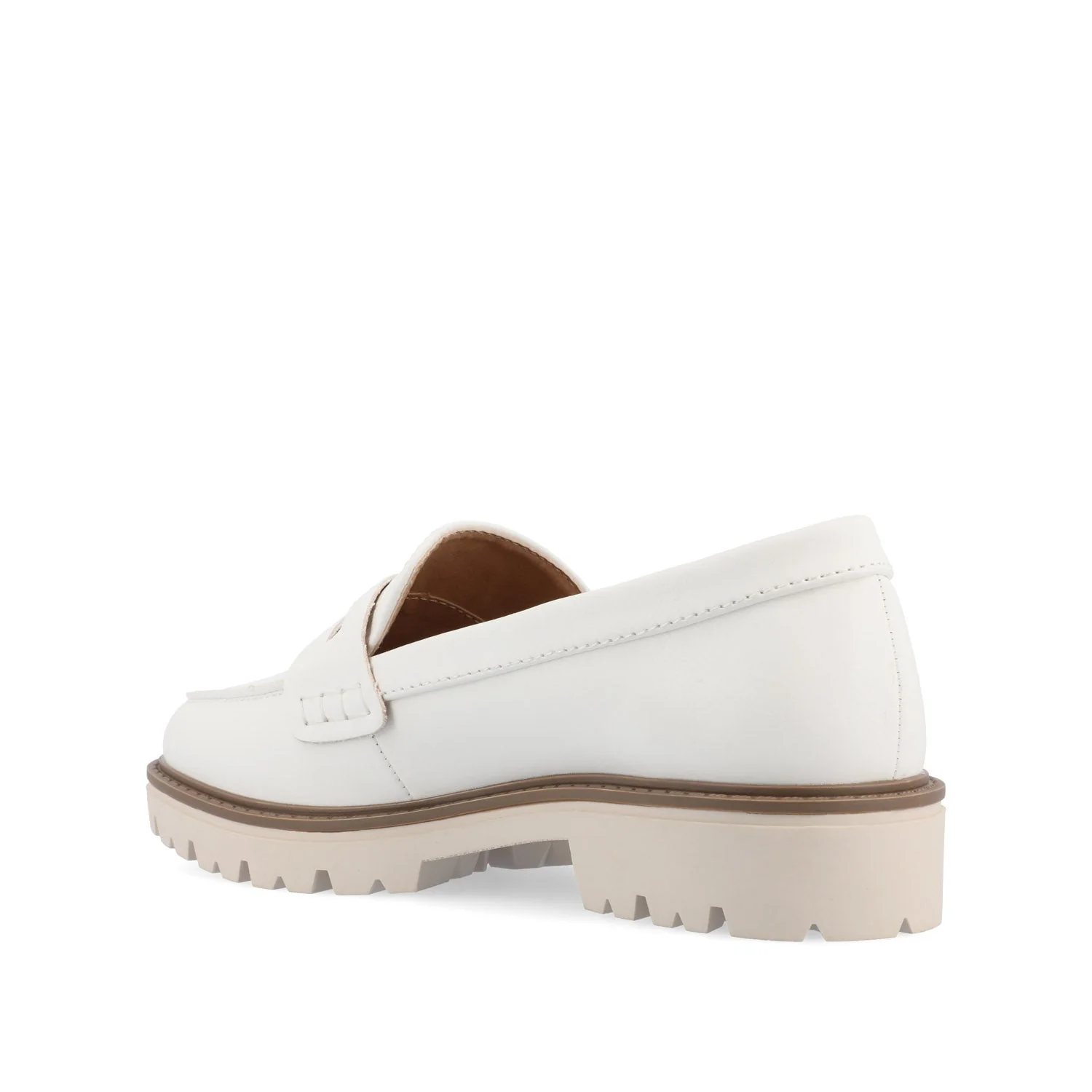 KENLY VEGAN LEATHER LOAFER FLATS IN WIDE - White PU - Image 4