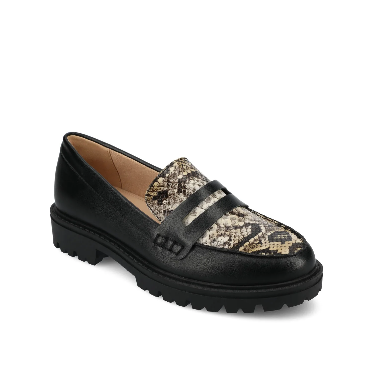 KENLY LOAFER FLATS IN SNAKE - Tan Snake - Image 3