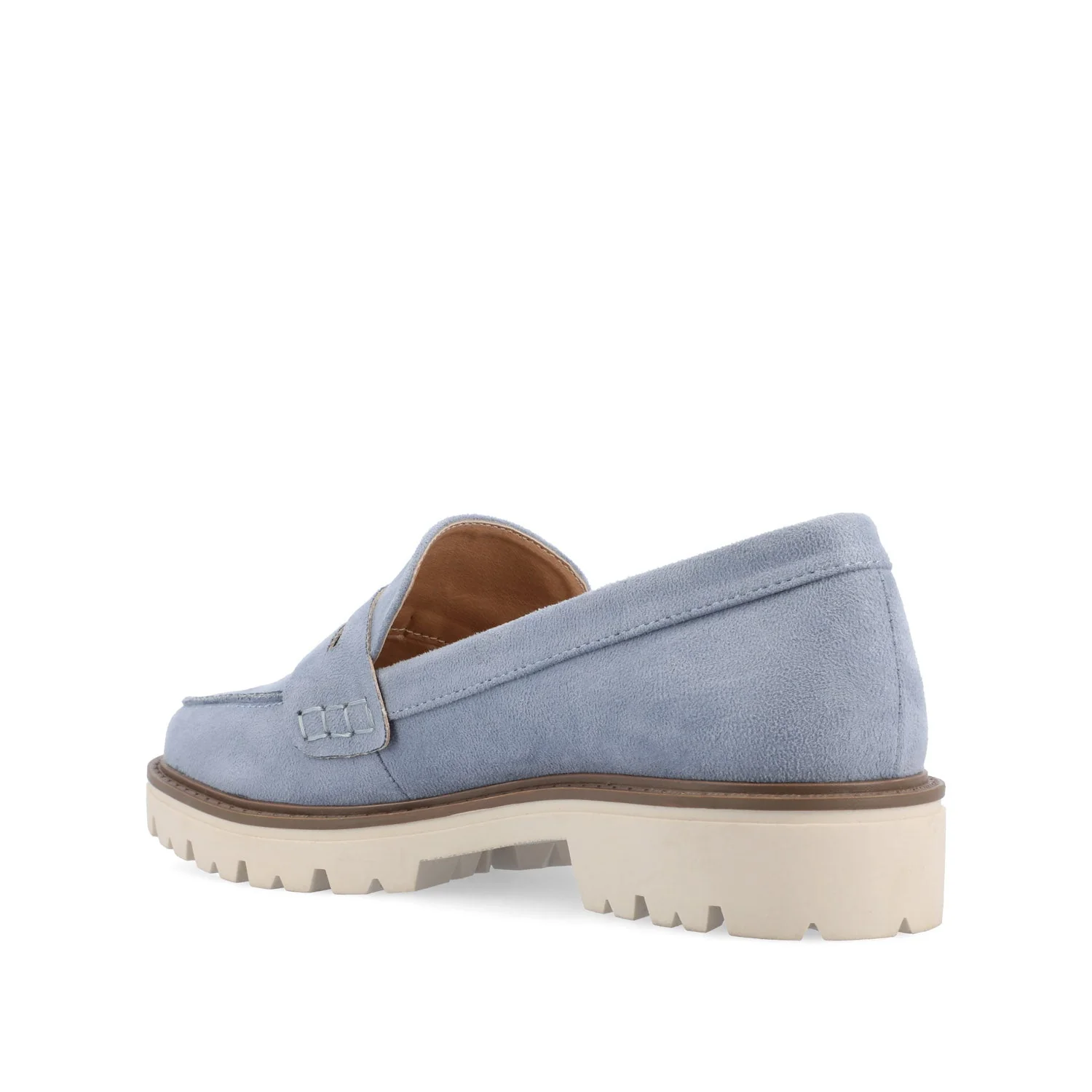 KENLY FAUX SUEDE LOAFER FLATS IN WIDE - Light Blue Faux Suede - Image 5