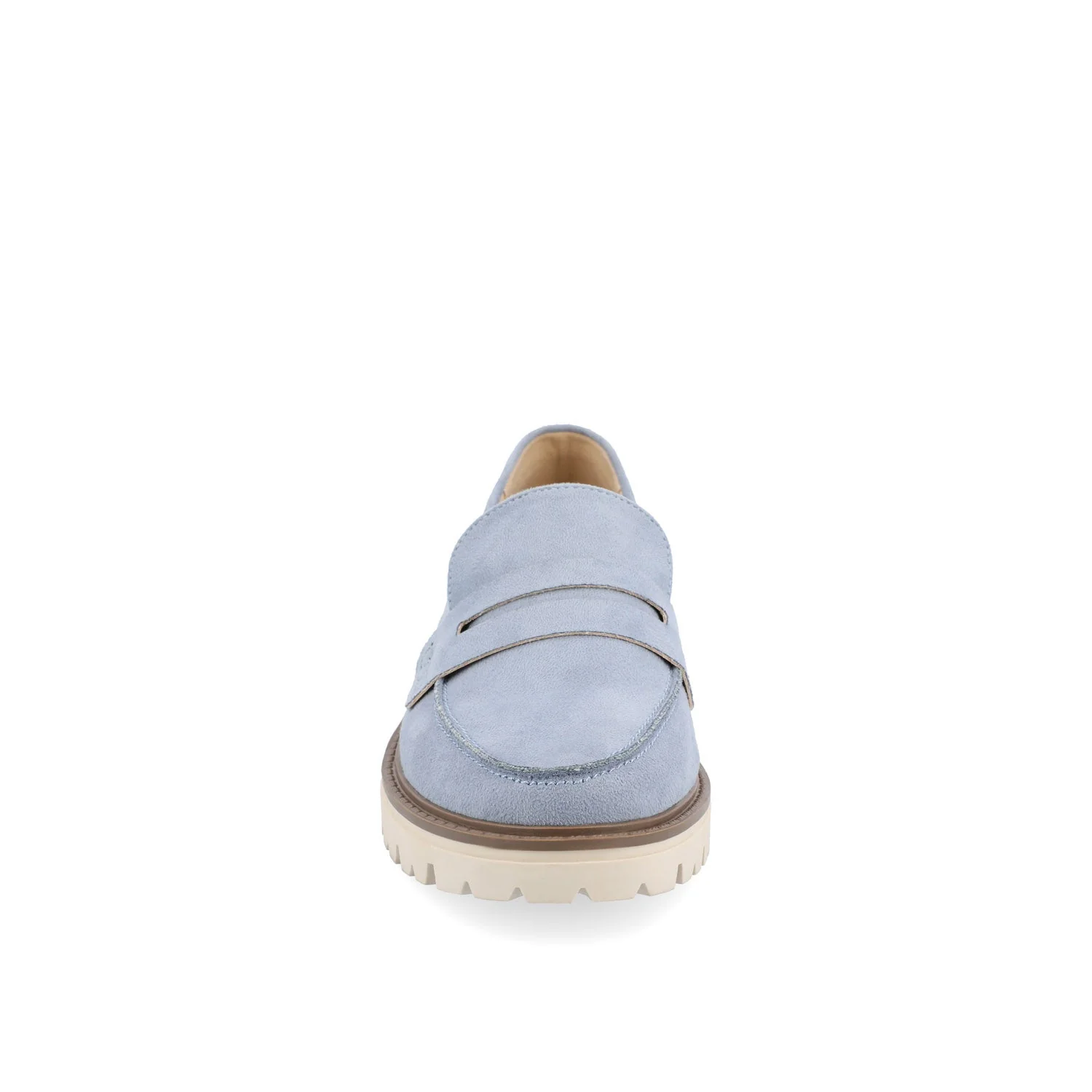 KENLY FAUX SUEDE LOAFER FLATS IN WIDE - Light Blue Faux Suede - Image 6