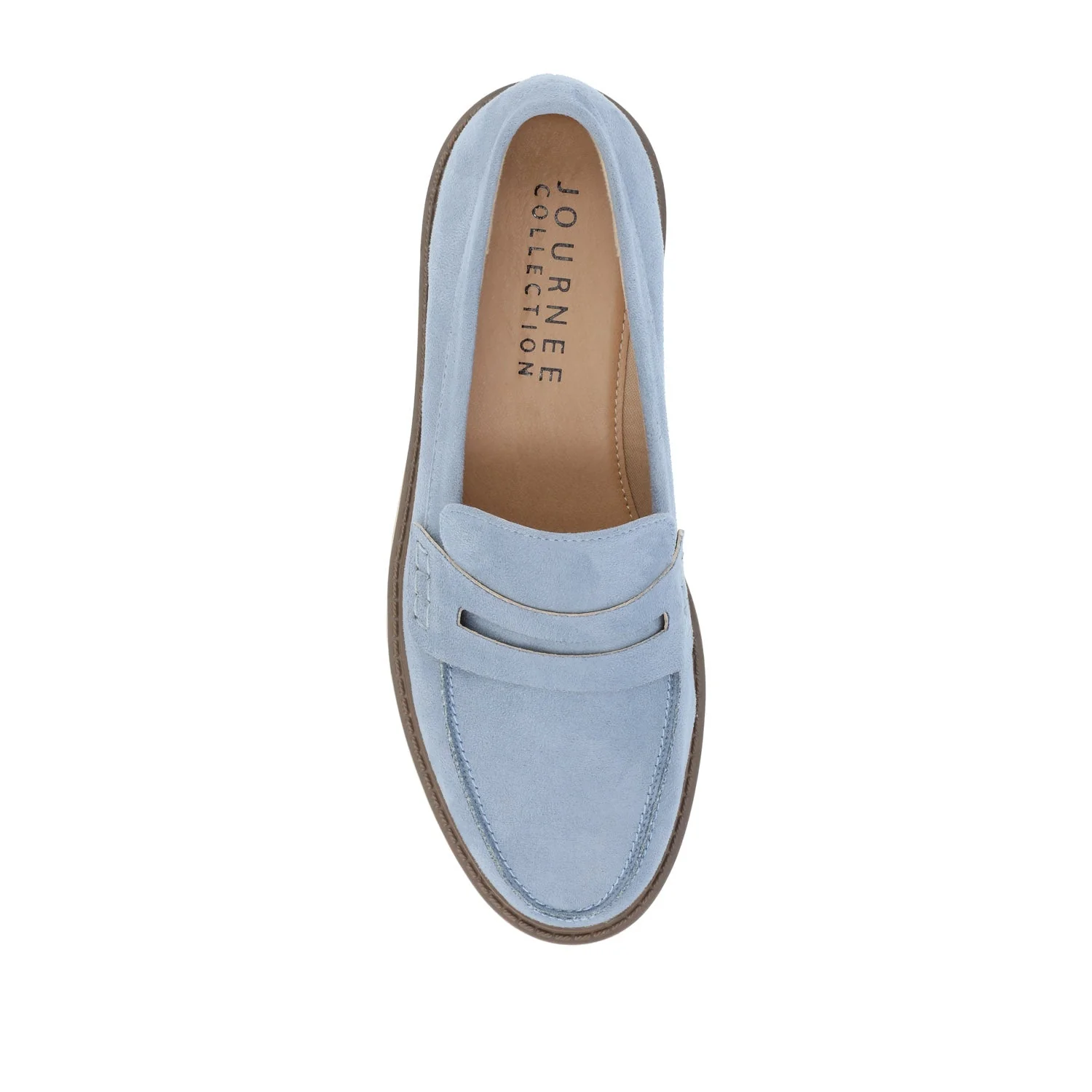 KENLY FAUX SUEDE LOAFER FLATS IN WIDE - Light Blue Faux Suede - Image 7