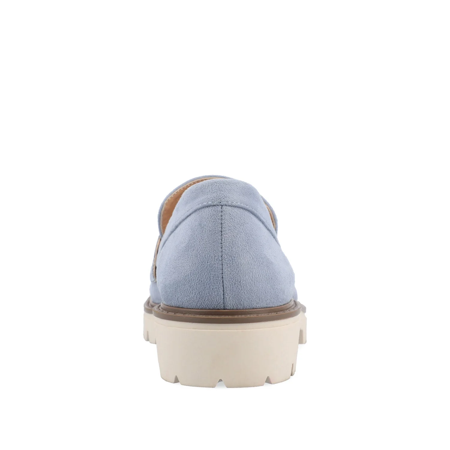 KENLY FAUX SUEDE LOAFER FLATS IN WIDE - Light Blue Faux Suede - Image 8