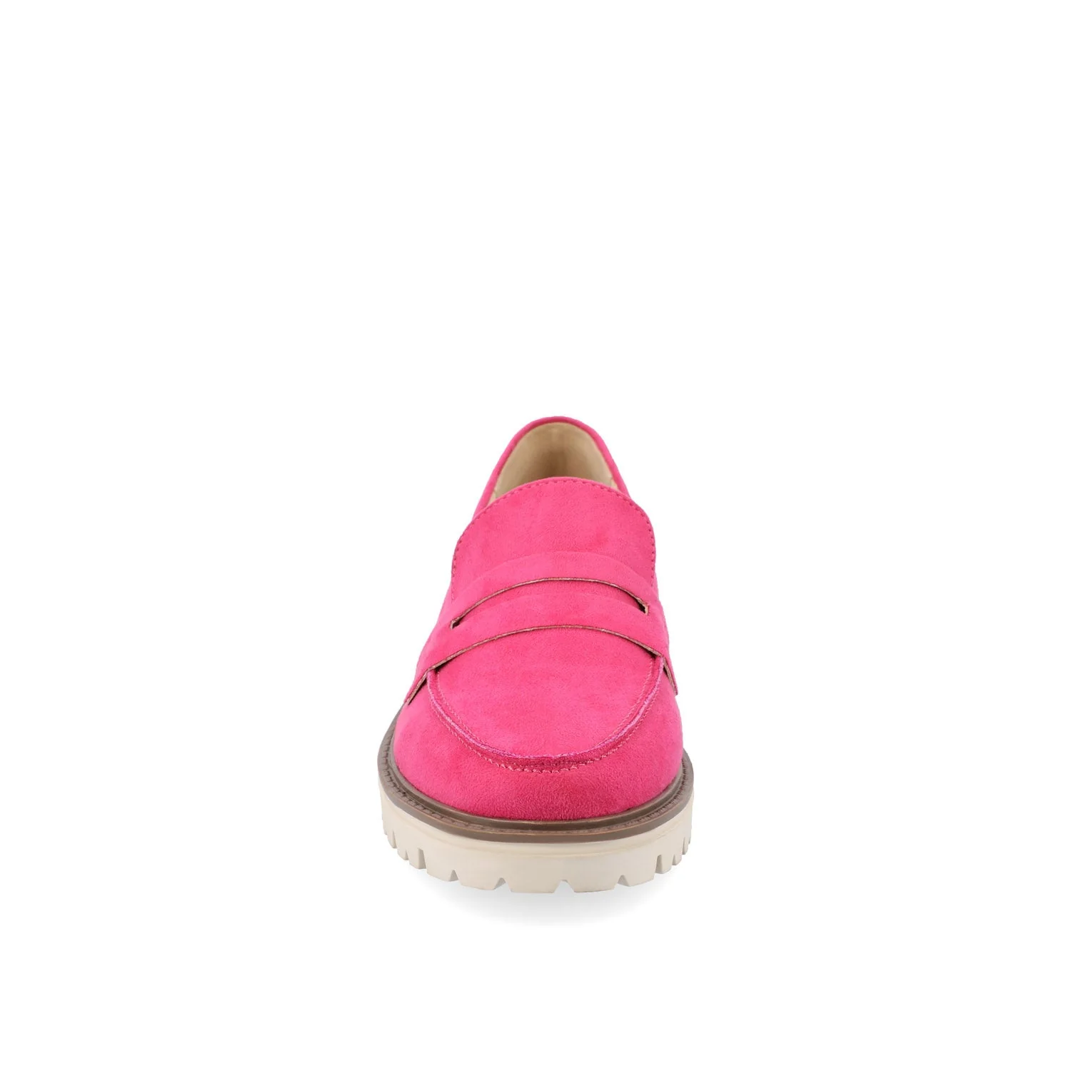 KENLY FAUX SUEDE LOAFER FLATS IN WIDE - Pink Faux Suede - Image 6