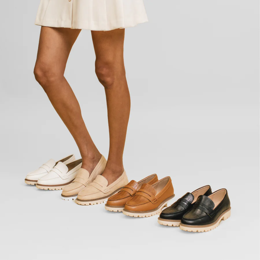 KENLY FAUX SUEDE LOAFER FLATS IN WIDE - Stone Faux Suede - Image 2