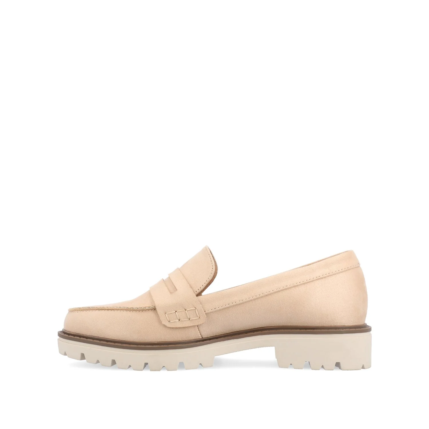 KENLY FAUX SUEDE LOAFER FLATS IN WIDE - Stone Faux Suede - Image 4