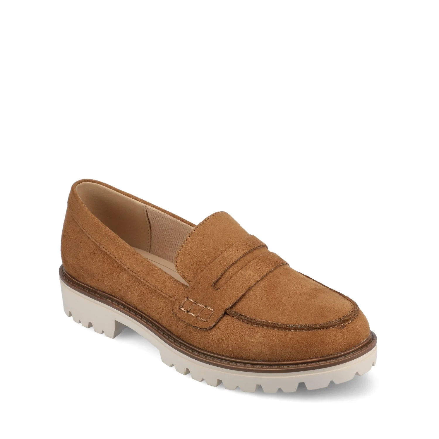 KENLY FAUX SUEDE LOAFER FLATS IN WIDE - Tan Faux Suede - Image 2