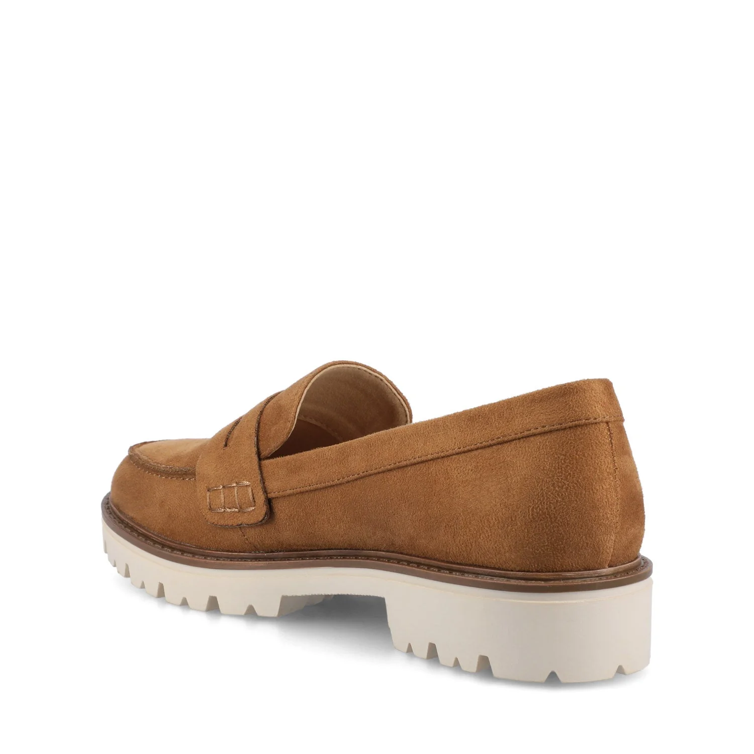 KENLY FAUX SUEDE LOAFER FLATS IN WIDE - Tan Faux Suede - Image 3