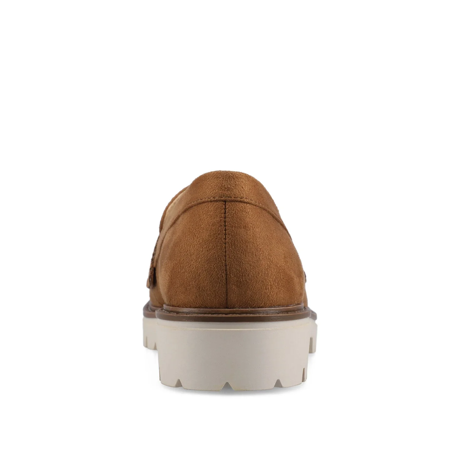 KENLY FAUX SUEDE LOAFER FLATS IN WIDE - Tan Faux Suede - Image 6