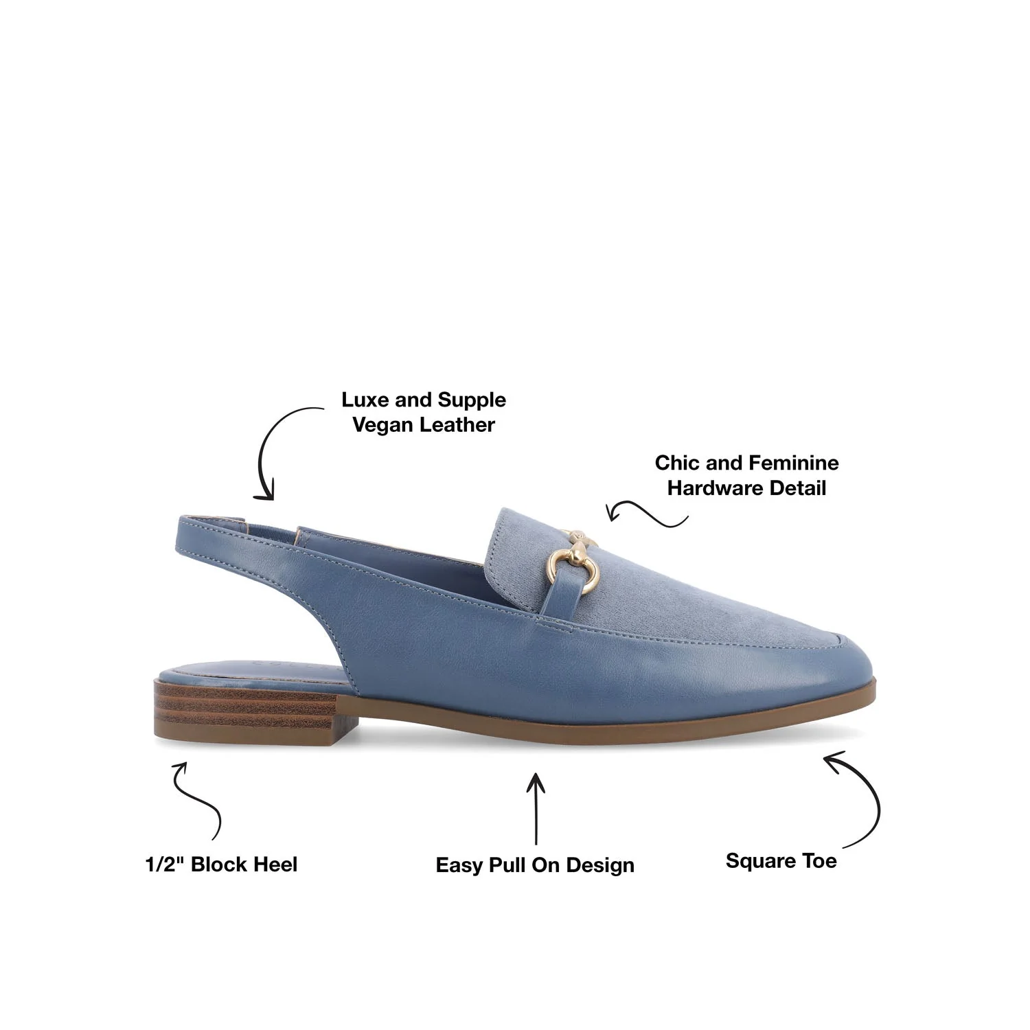 LAINEY LOAFER FLATS IN VEGAN LEATHER - Blue - Image 9