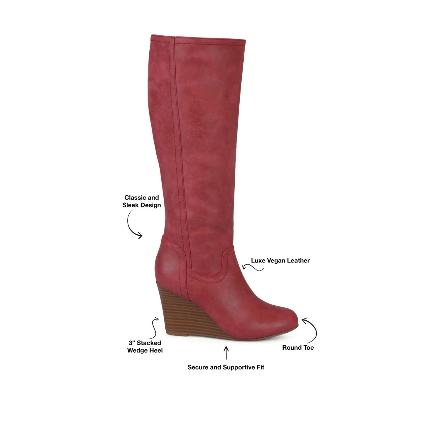 LANGLY KNEE-HIGH BOOTS IN VEGAN LEATHER - Red - Image 9