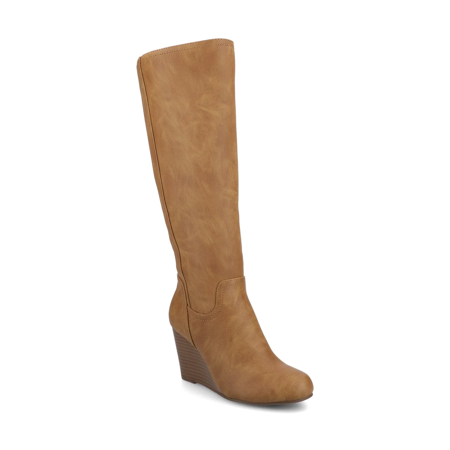 LANGLY KNEE-HIGH BOOTS IN VEGAN LEATHER - Tan - Image 2
