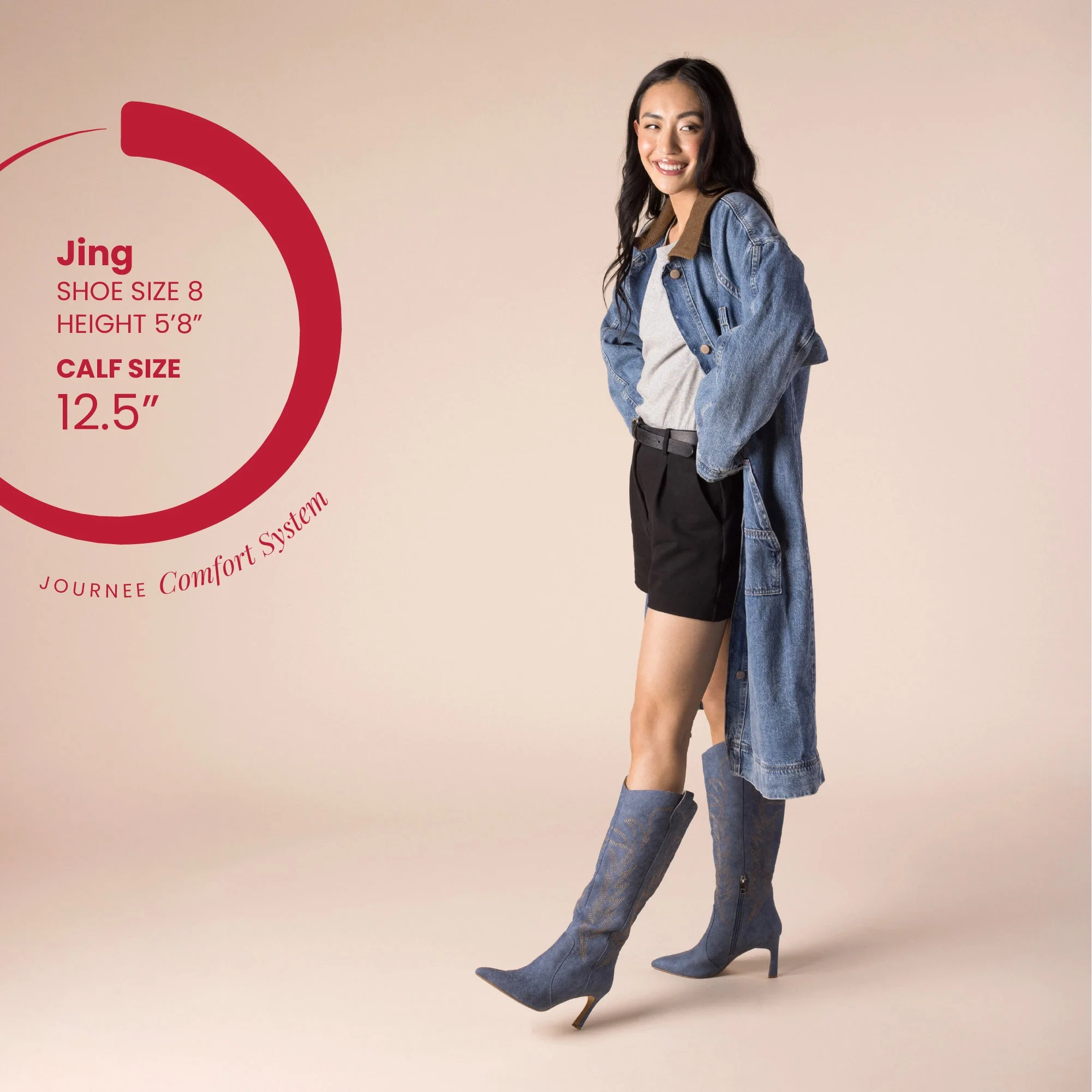 LARAMIE KNEE HIGH WESTERN BOOTS - Denim - Image 3