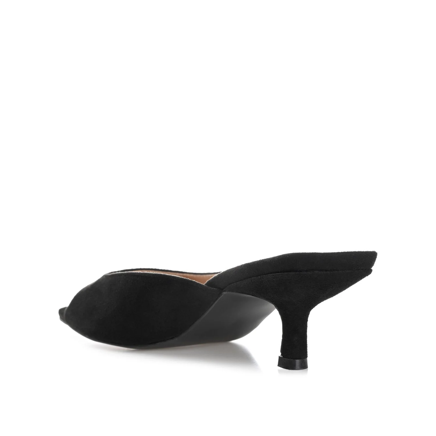 LARNA FAUX SUEDE PEEP TOE KITTEN HEELS - Black - Image 4